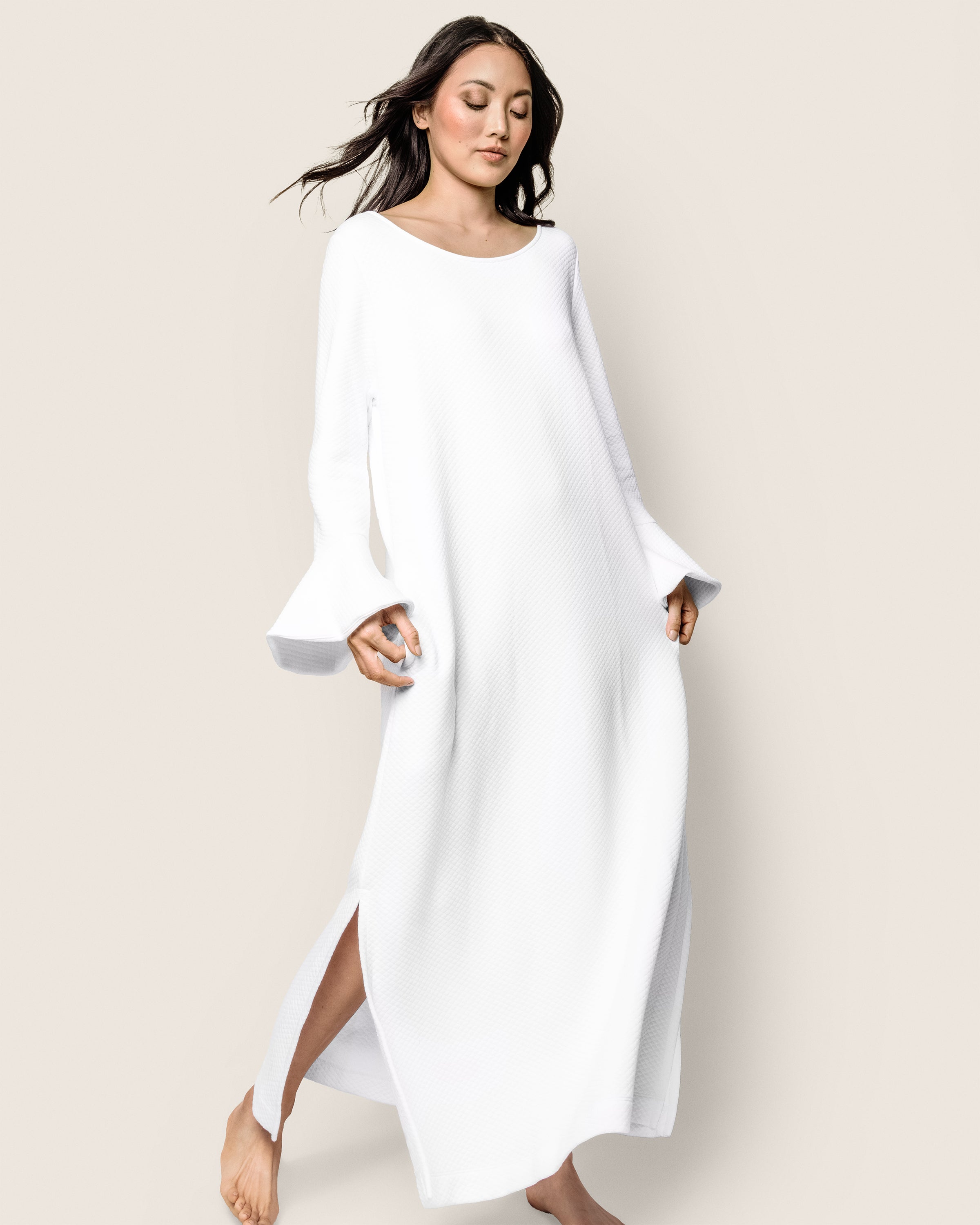 Women's Pima Ophelia Nightgown in White Jacquard
