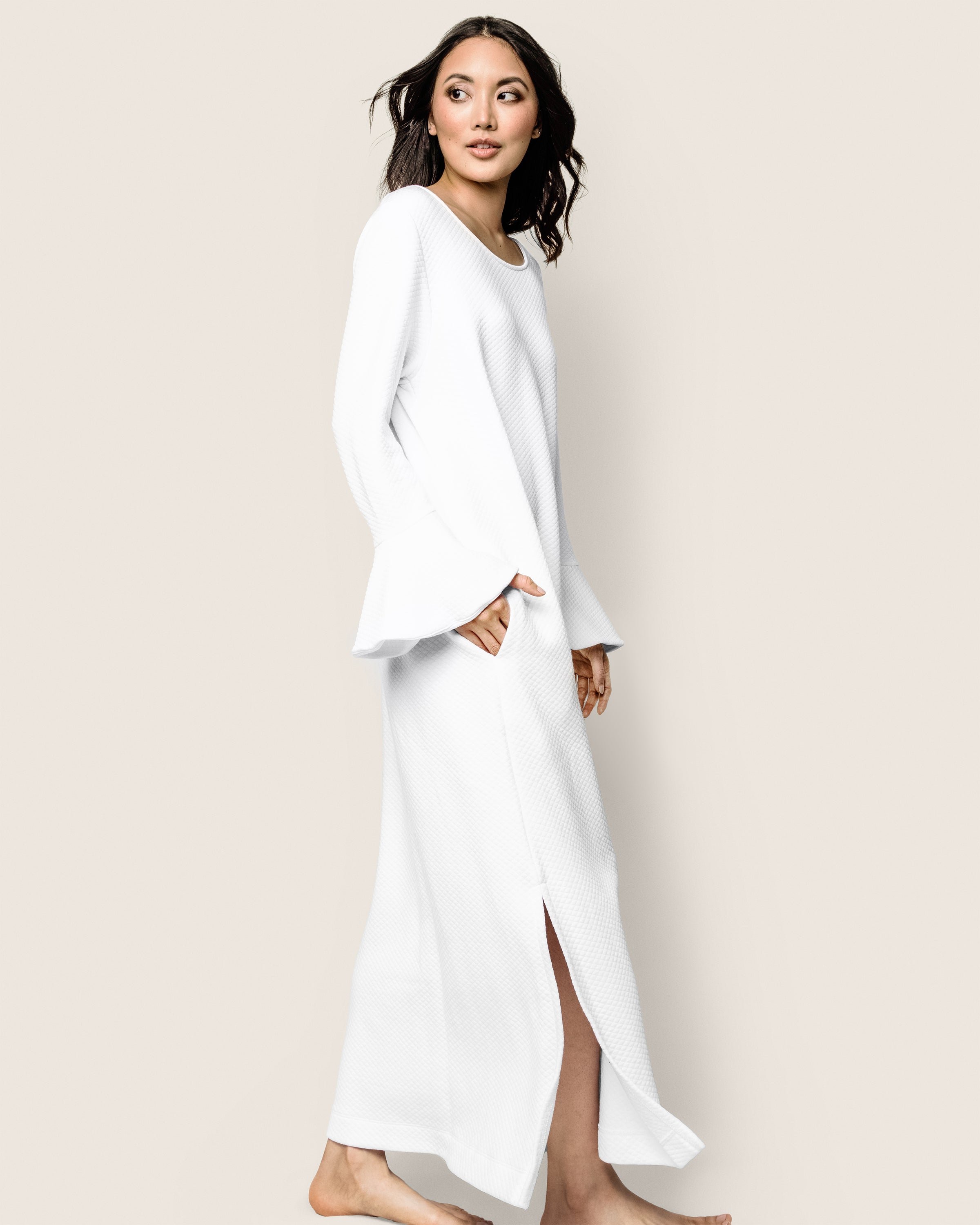 Women's Pima Ophelia Nightgown in White Jacquard