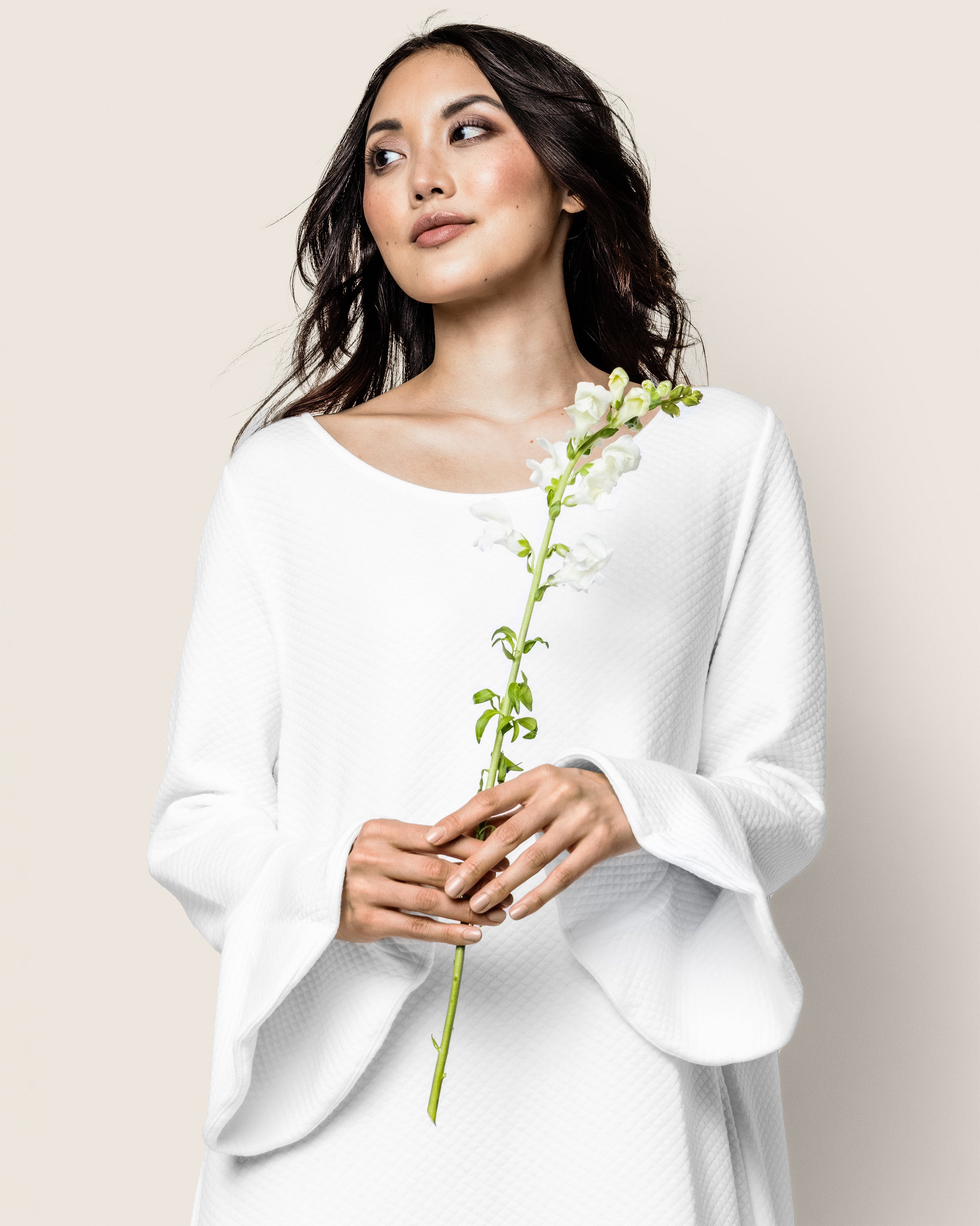 Women's Pima Ophelia Nightgown in White Jacquard