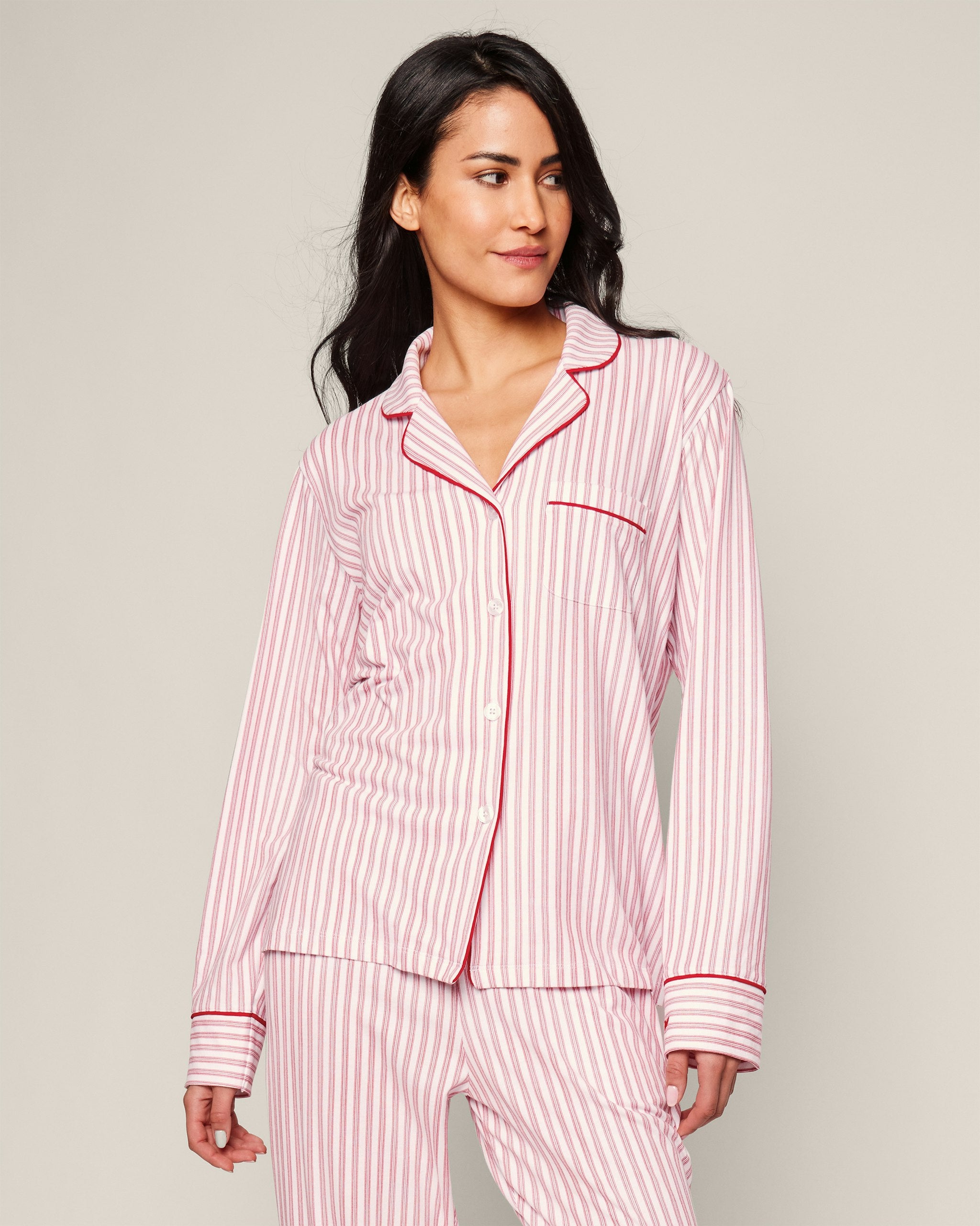Women's Pima Pajama Set in Navy French Ticking