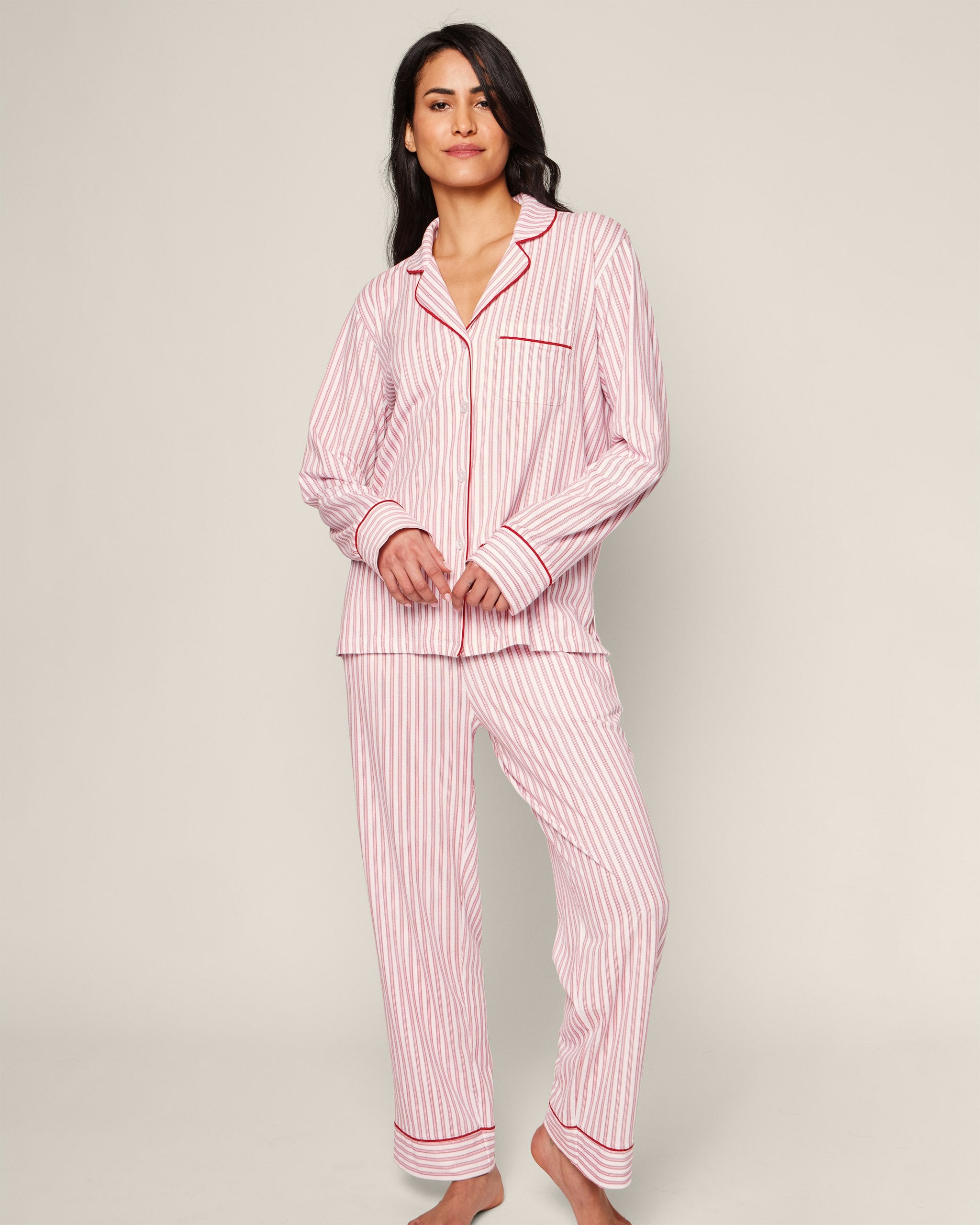 Women's Pima Pajama Set in Navy French Ticking