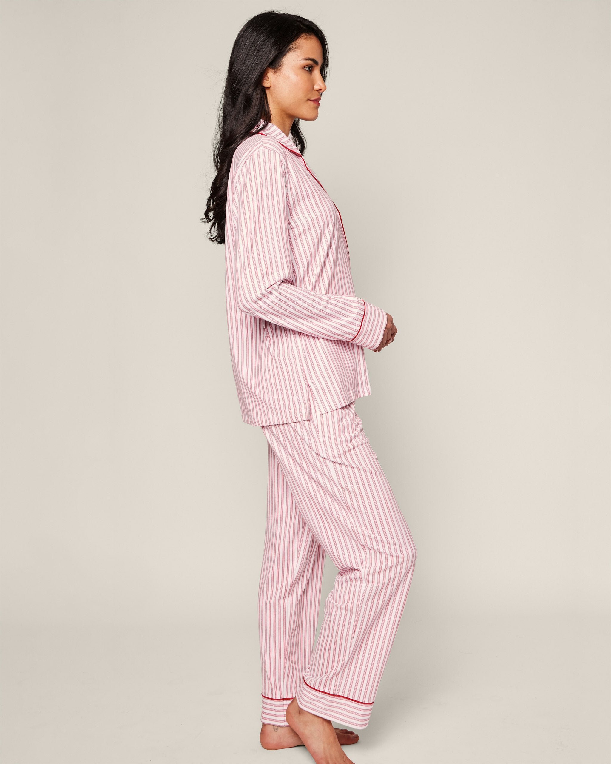 Women's Pima Pajama Set in Navy French Ticking