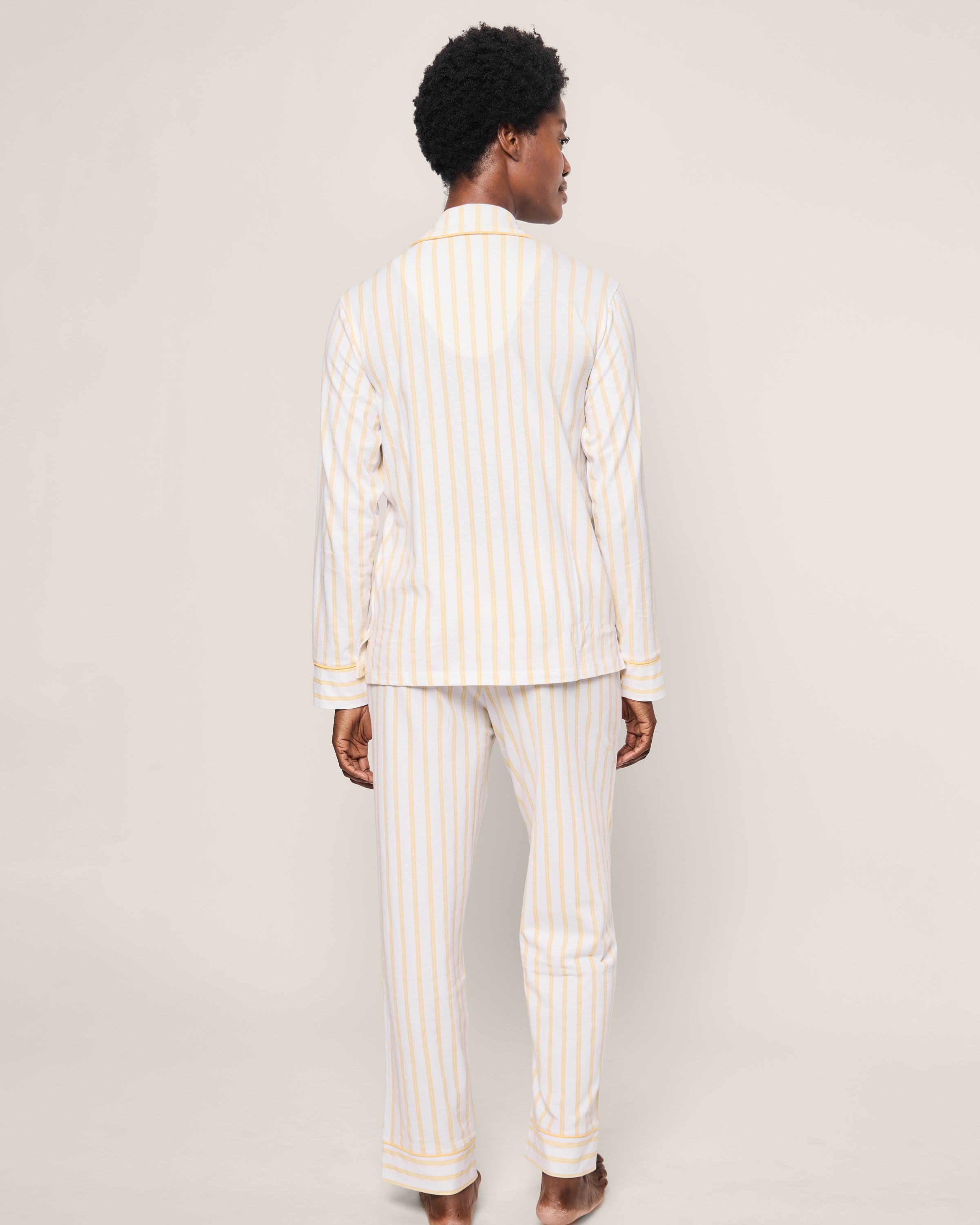 Women's Pima Pajama Set in Periwinkle and White Stripe