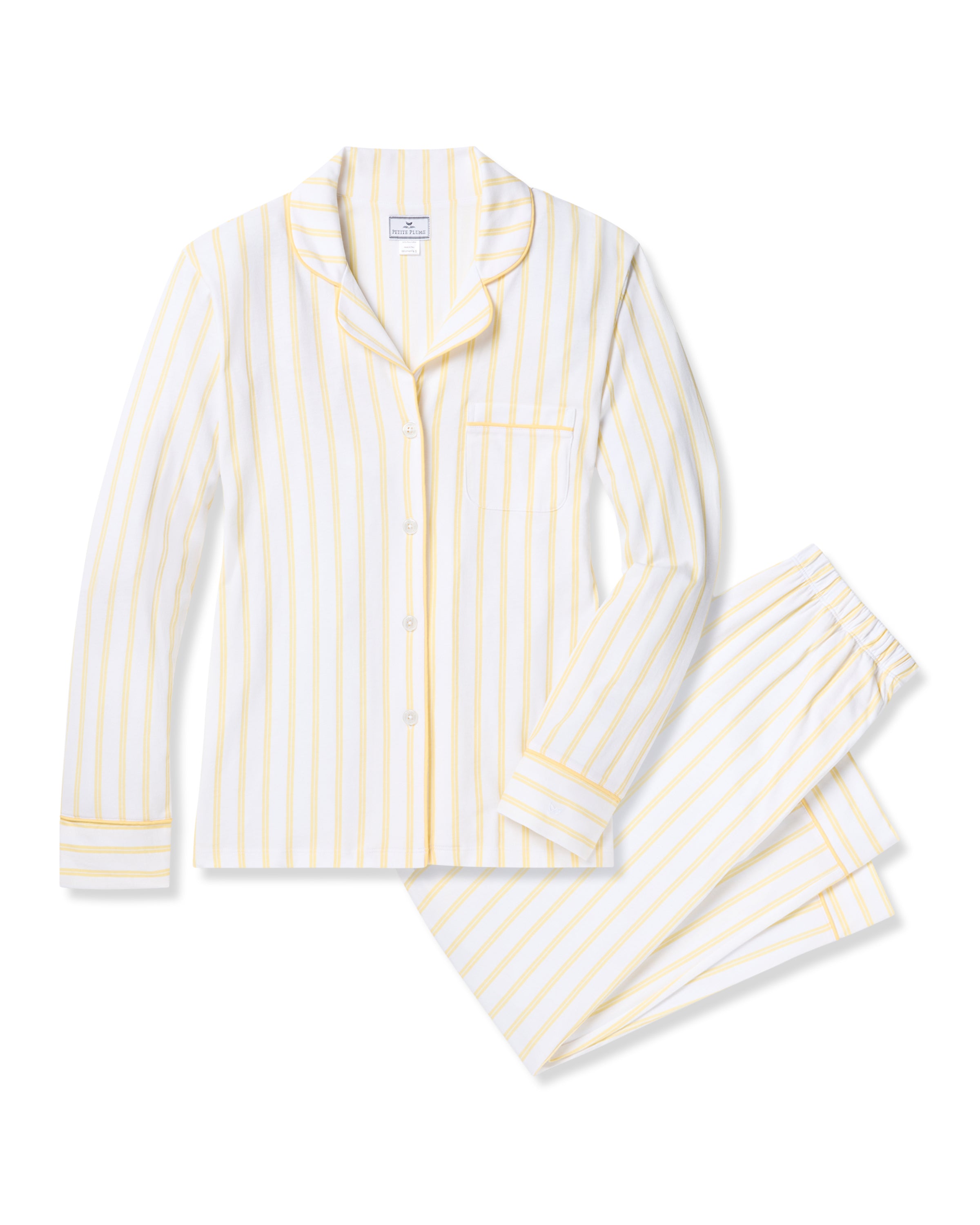 Women's Pima Pajama Set in Periwinkle and White Stripe