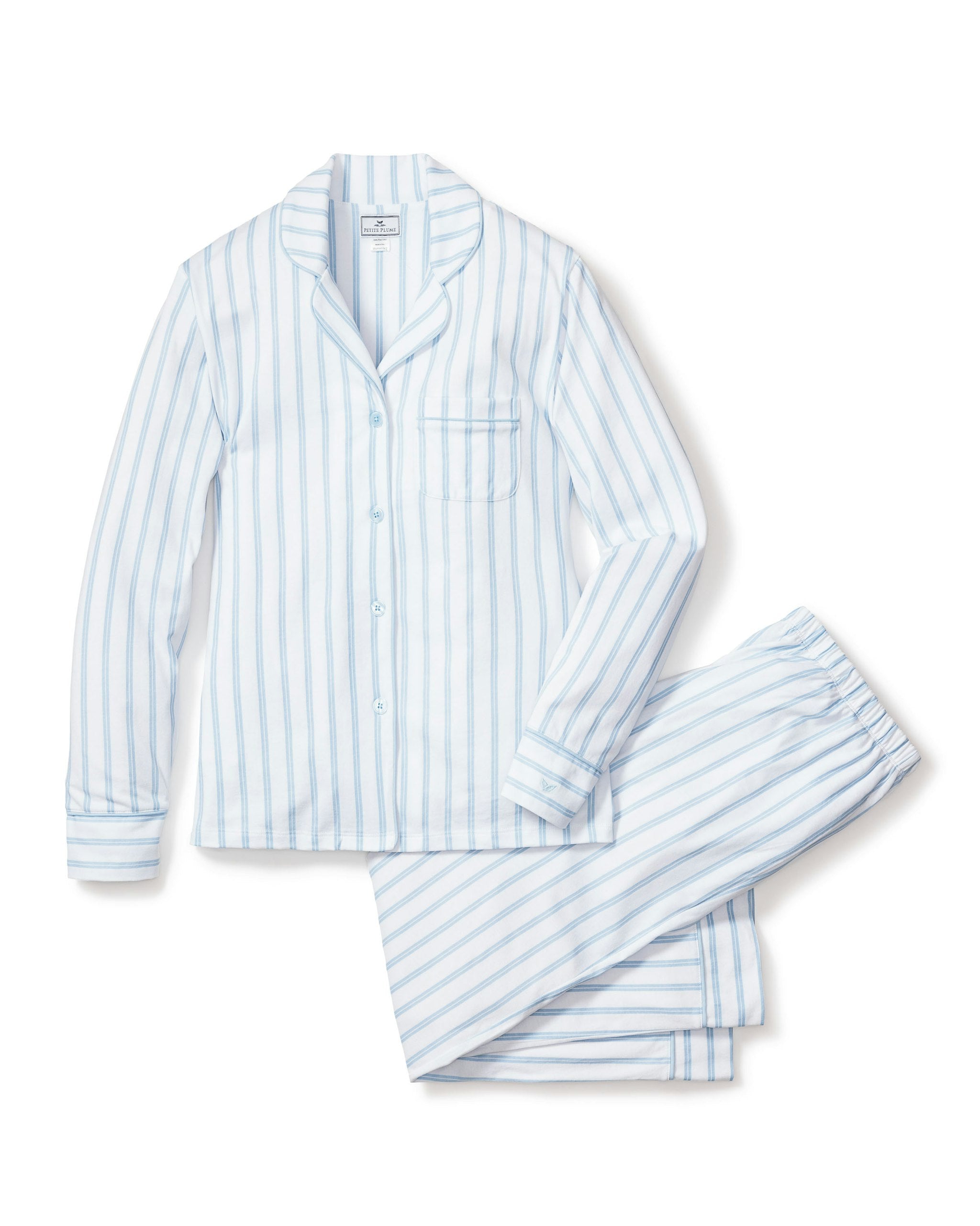 Women's Pima Pajama Set in Pink Stripe