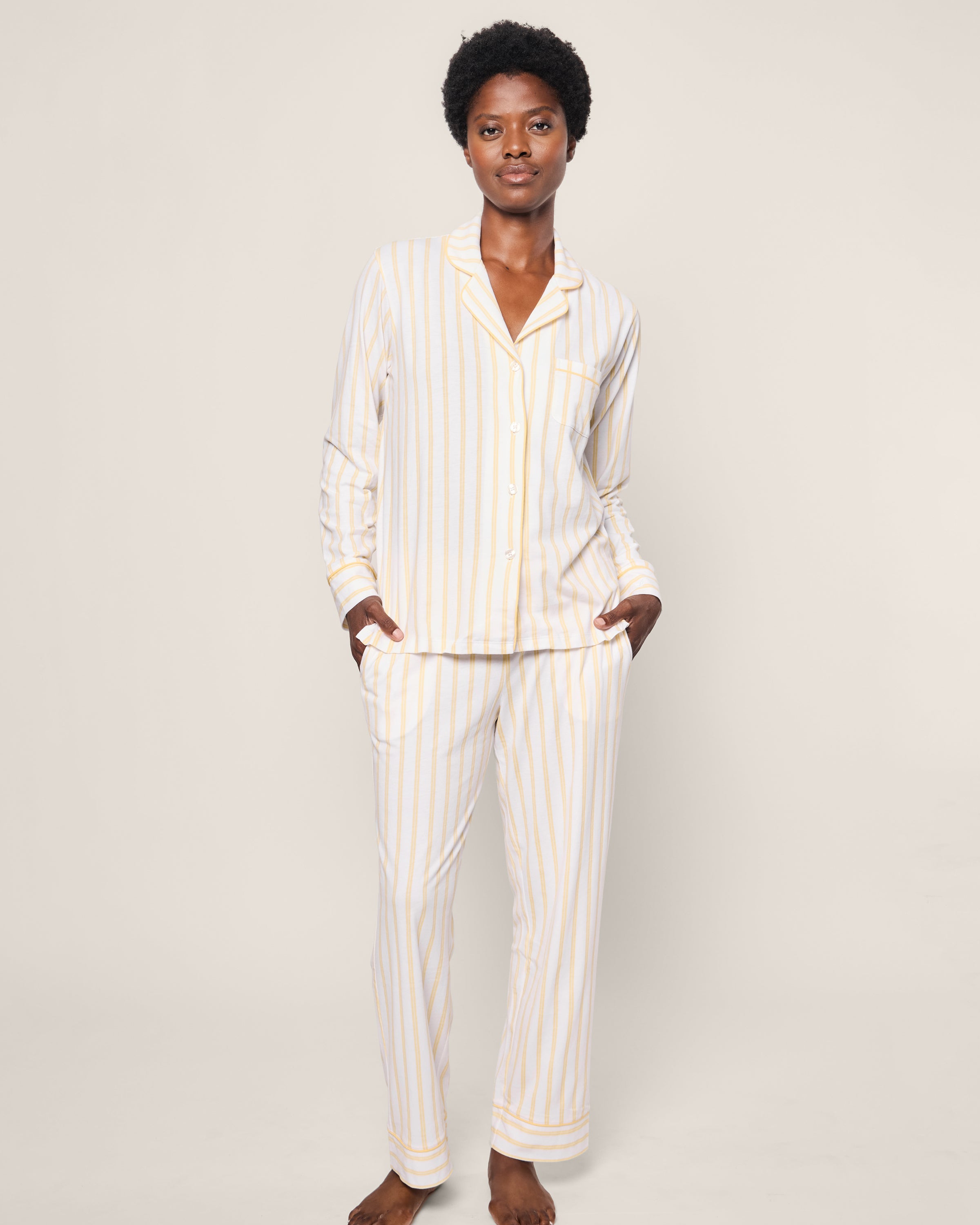 Women's Pima Pajama Set in Pink Stripe