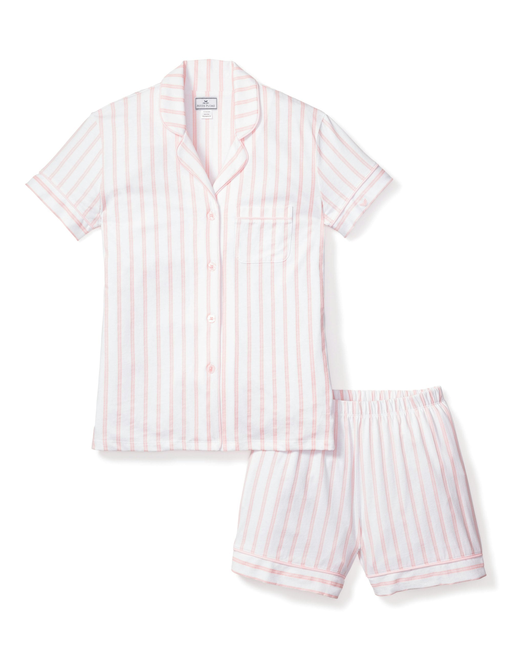 Women's Pima Short Set in Pink Stripe