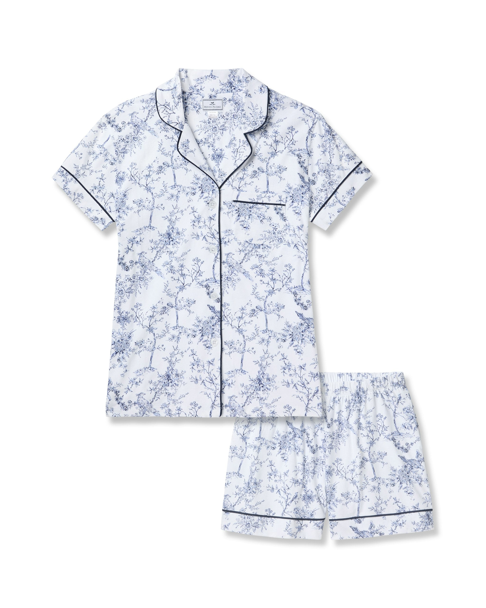 Women's Pima Short Sleeve Short Set in Timeless Toile