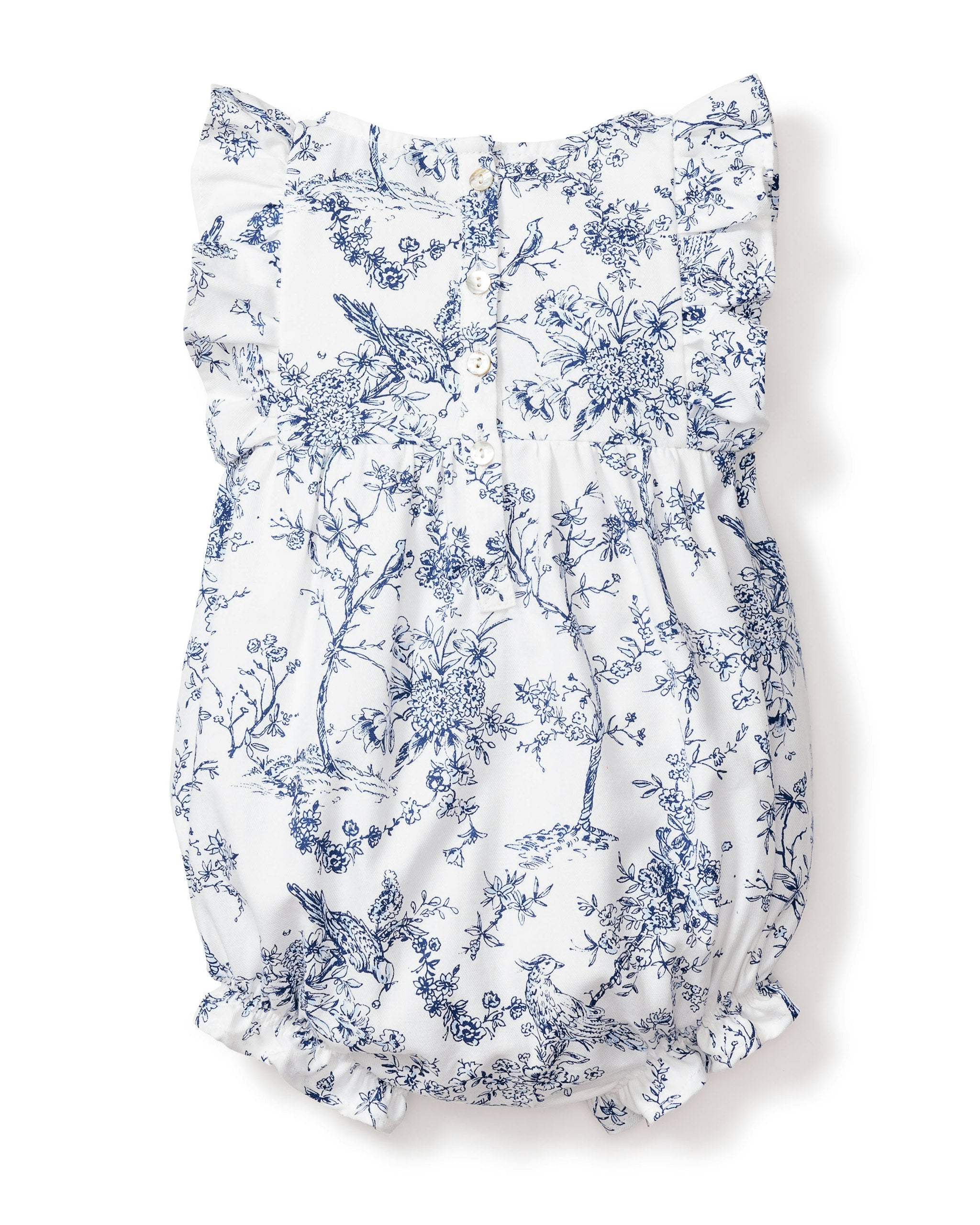 Baby's Twill Ruffled Romper in Pink Timeless Toile
