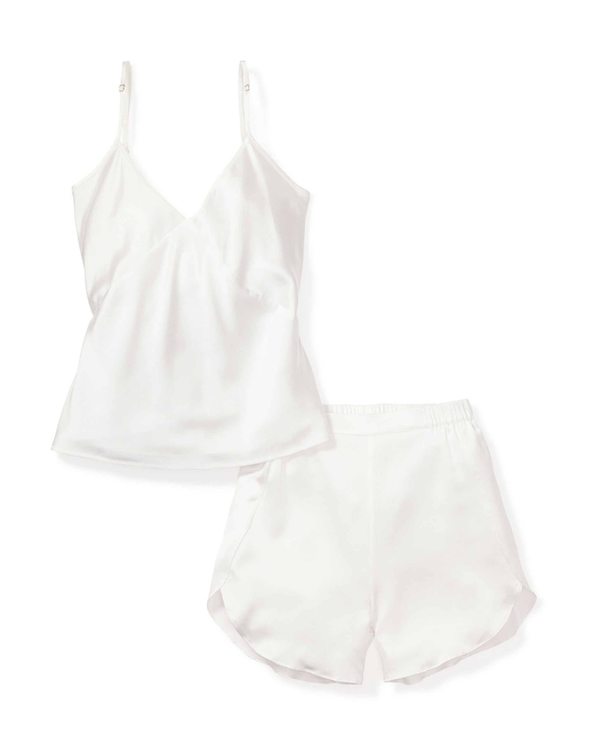 Women's Silk Cami Short Set in White