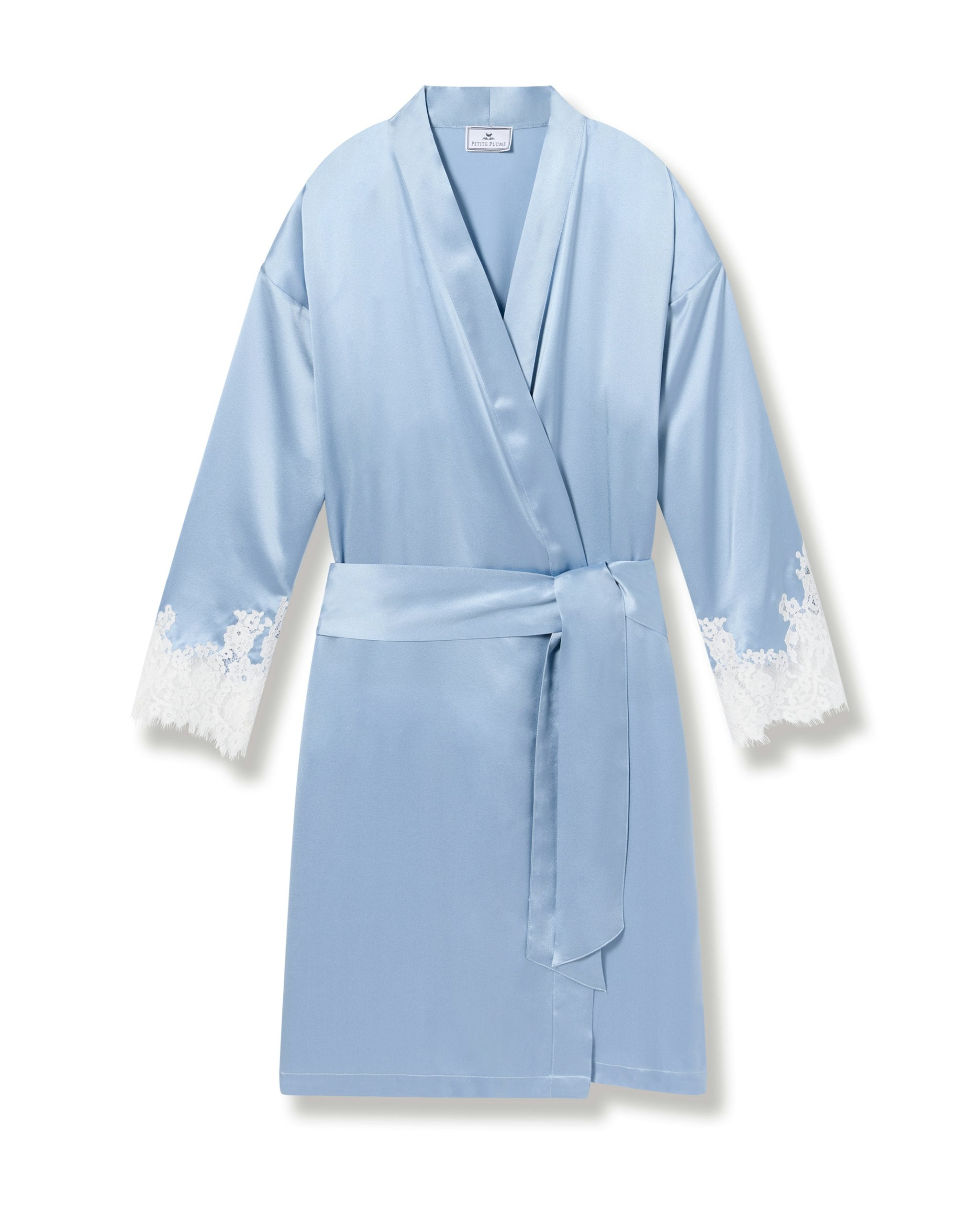 Women's Silk Lace Robe in Periwinkle