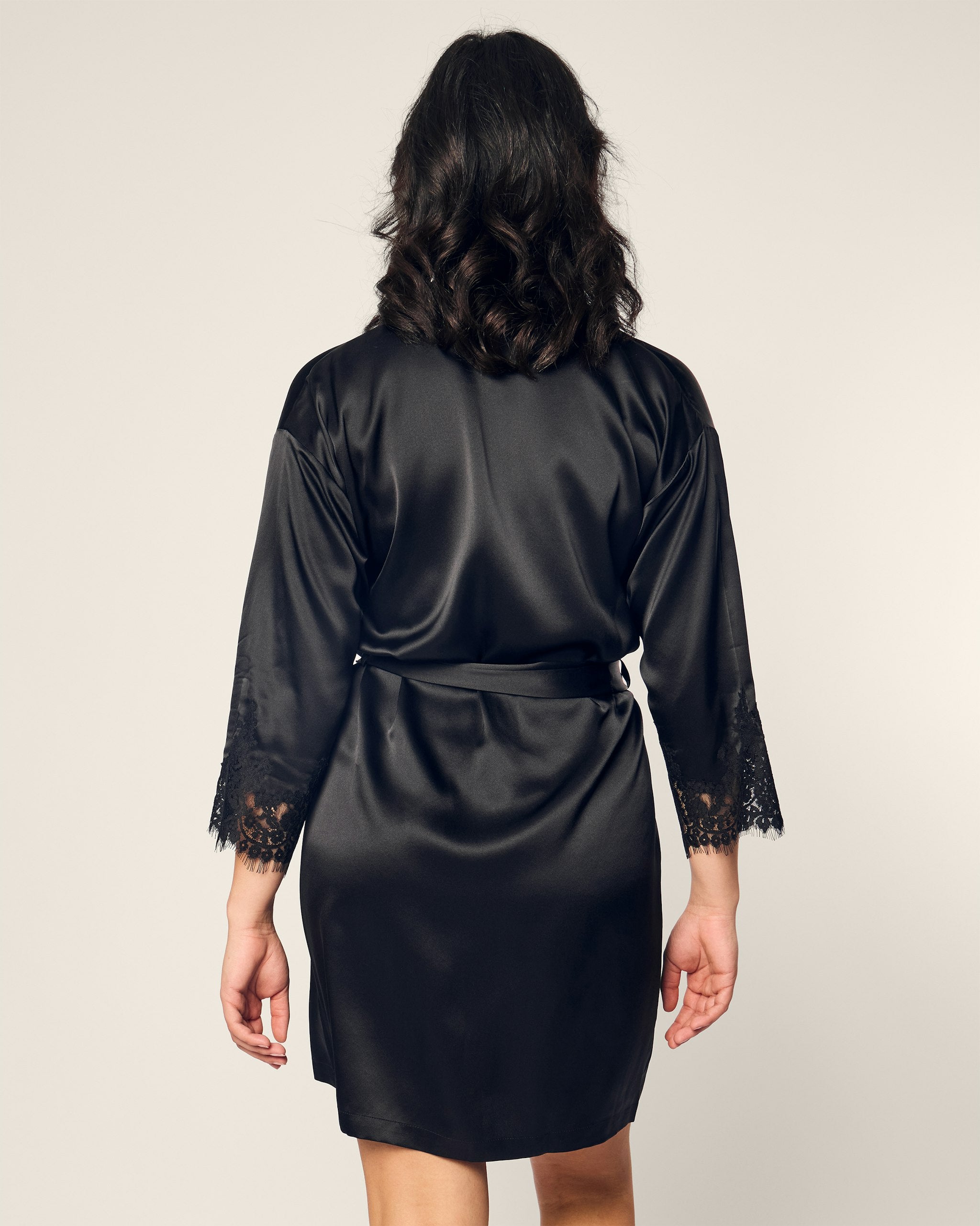 Women's Silk Lace Robe in Periwinkle