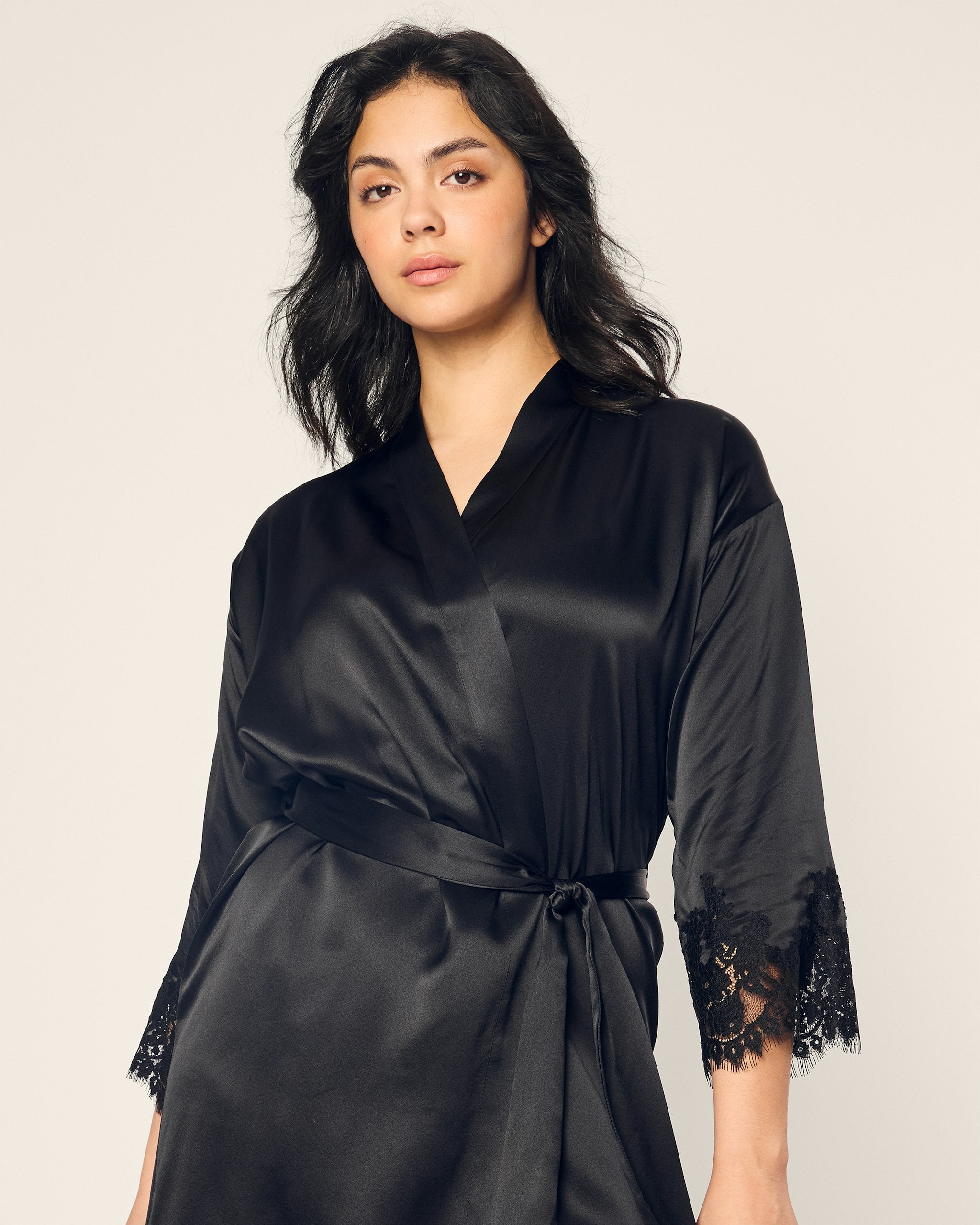 Women's Silk Lace Robe in Periwinkle