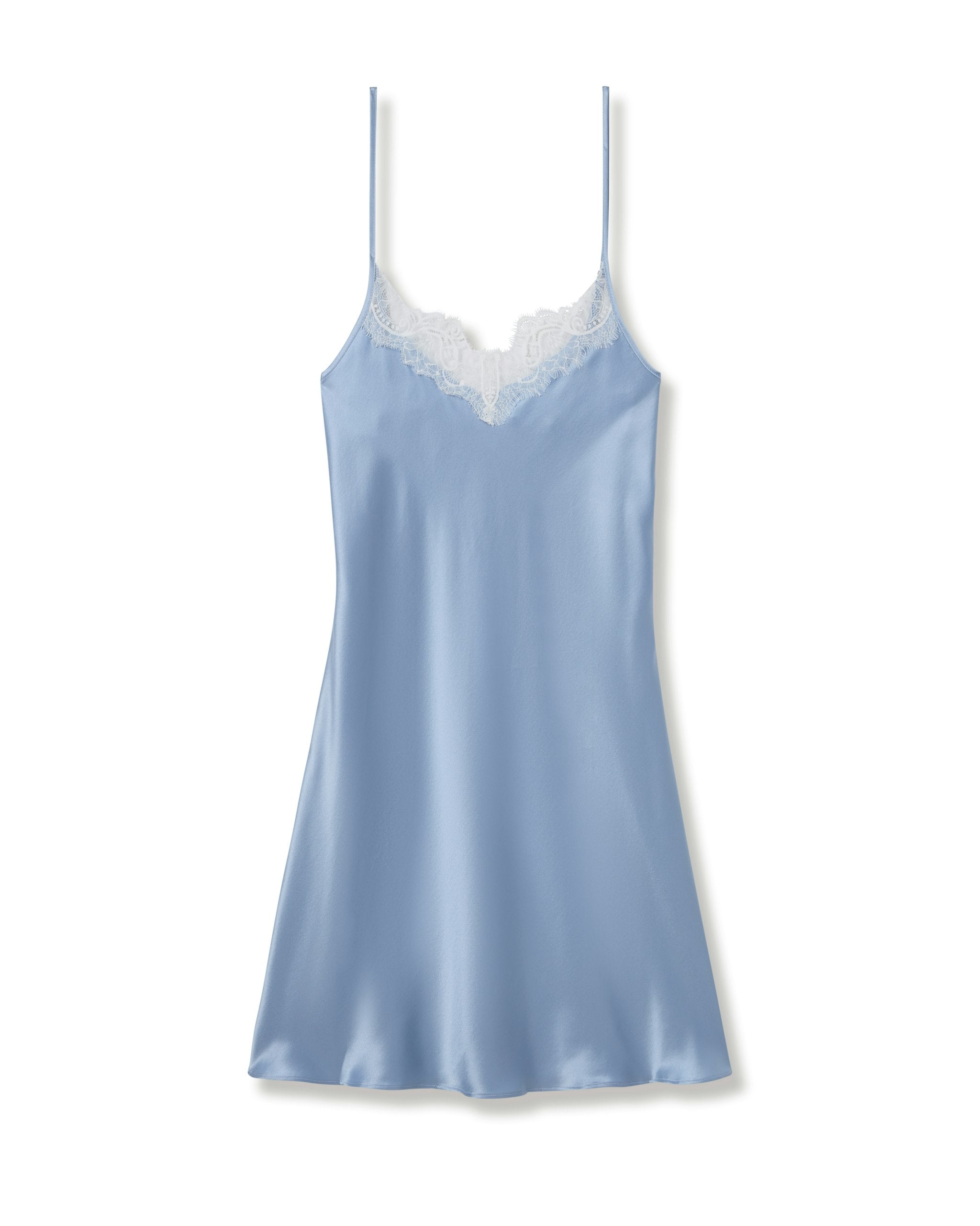 Women's Silk Lace Slip Dress in Periwinkle