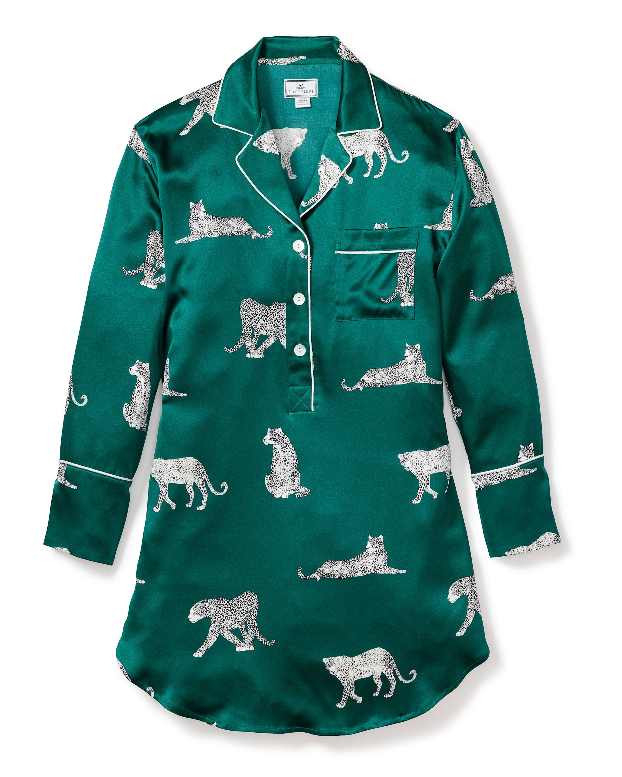 Women's Silk Nightshirt in Panthere De Luxe