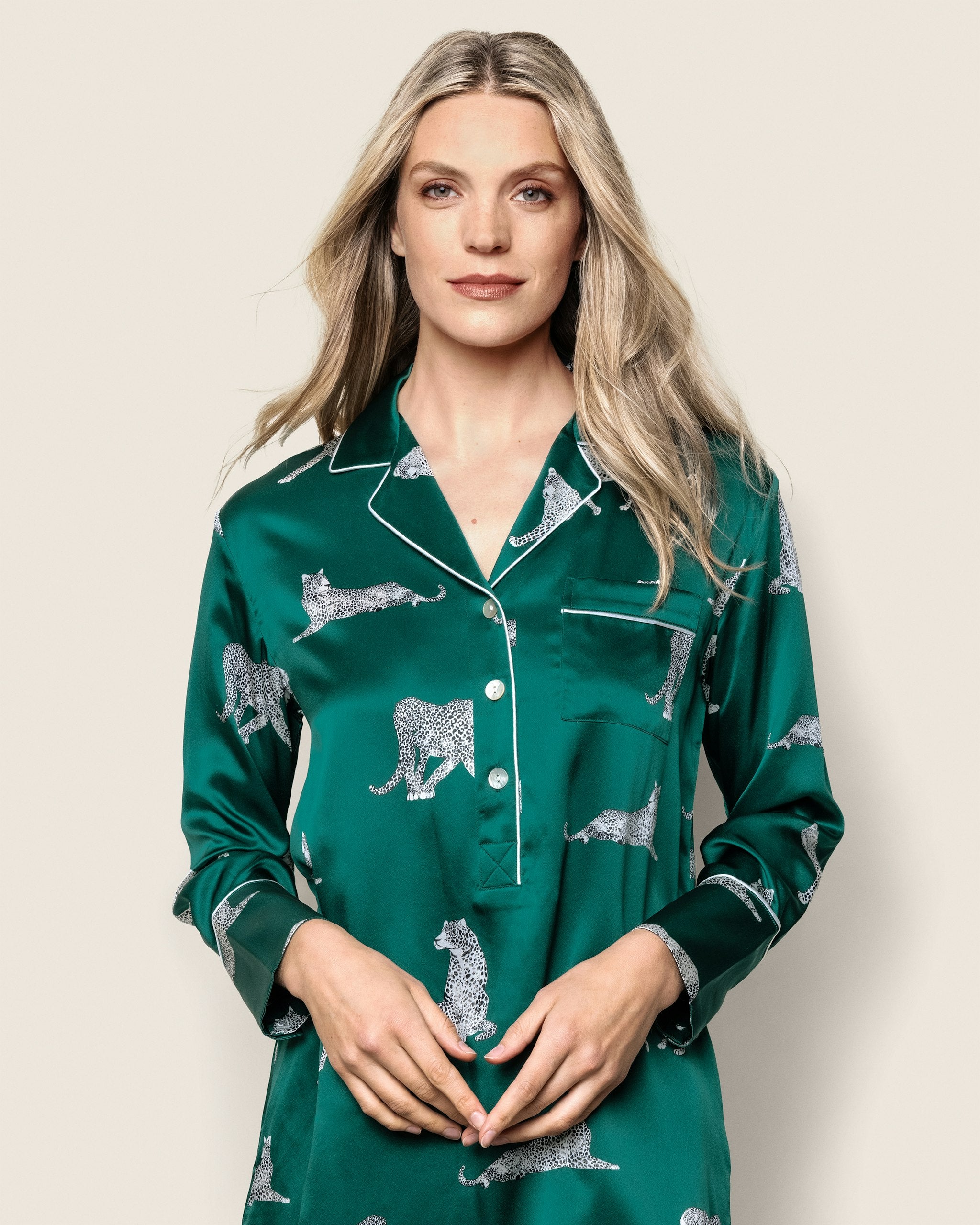 Women's Silk Nightshirt in Panthere De Luxe