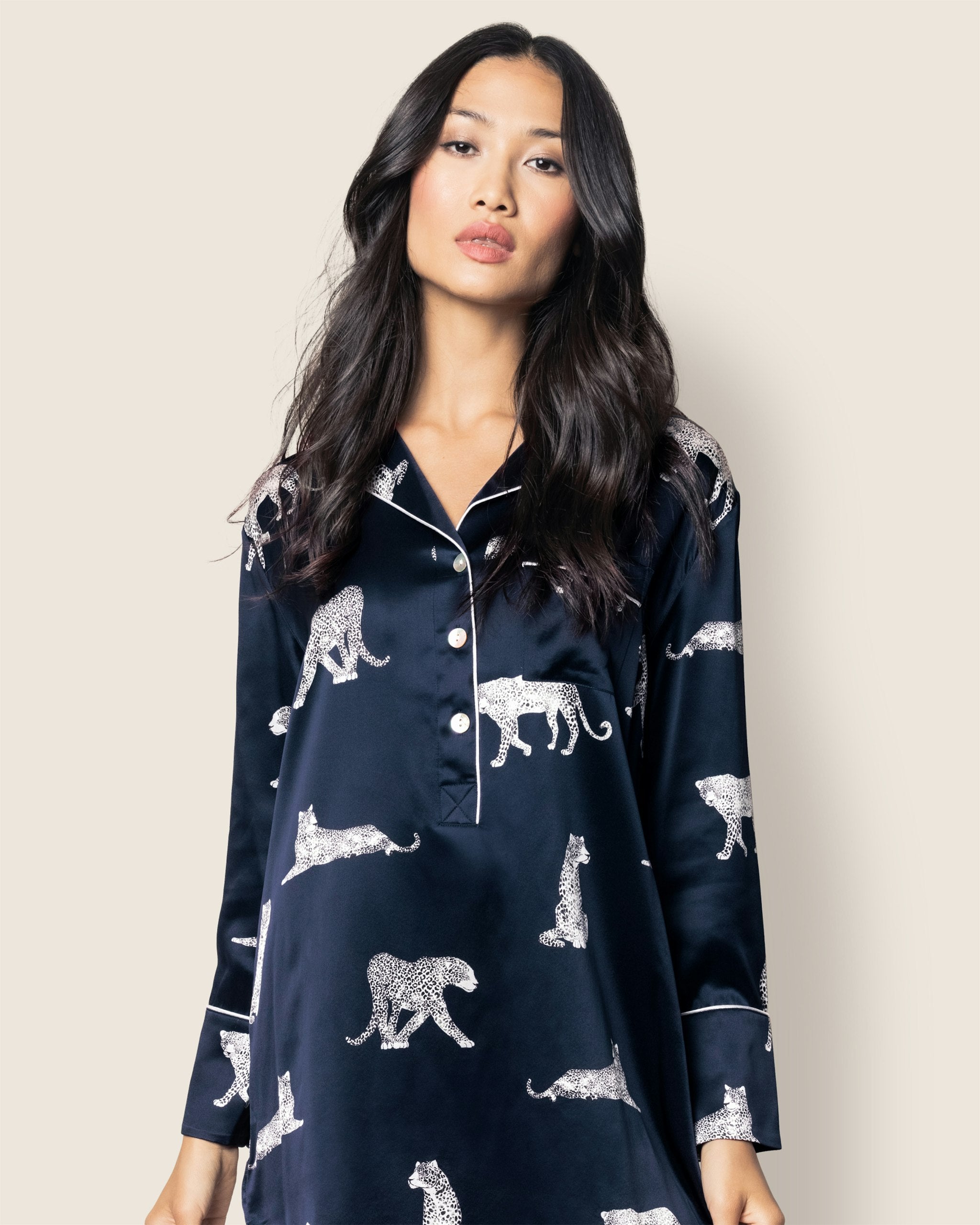 Women's Silk Nightshirt in Panthere De Luxe