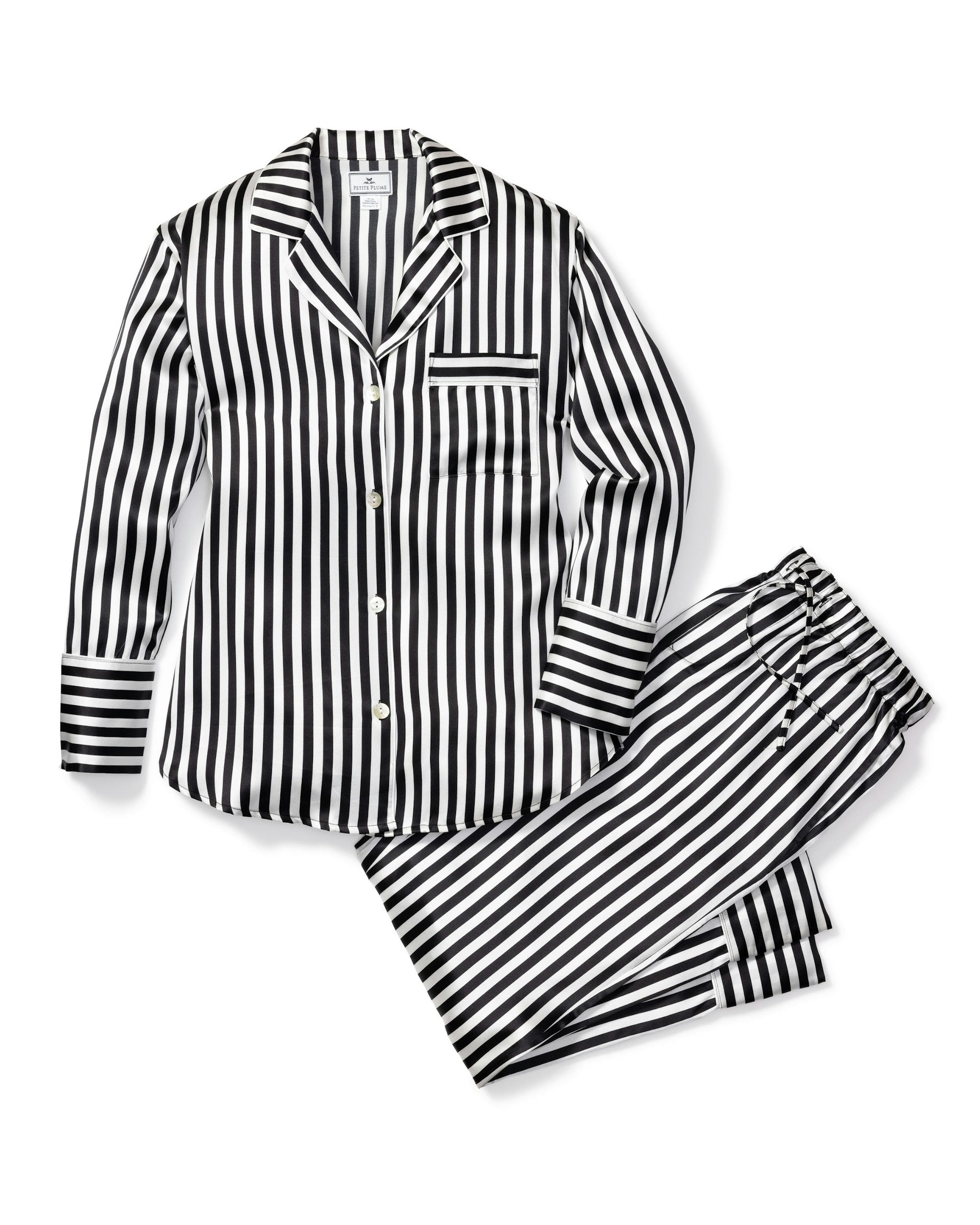 Women's Silk Pajama Set in Pink Stripe
