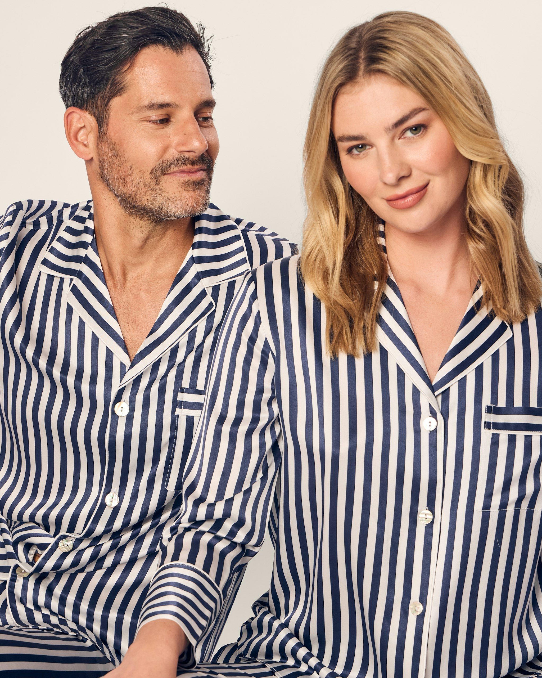 Women's Silk Pajama Set in Pink Stripe