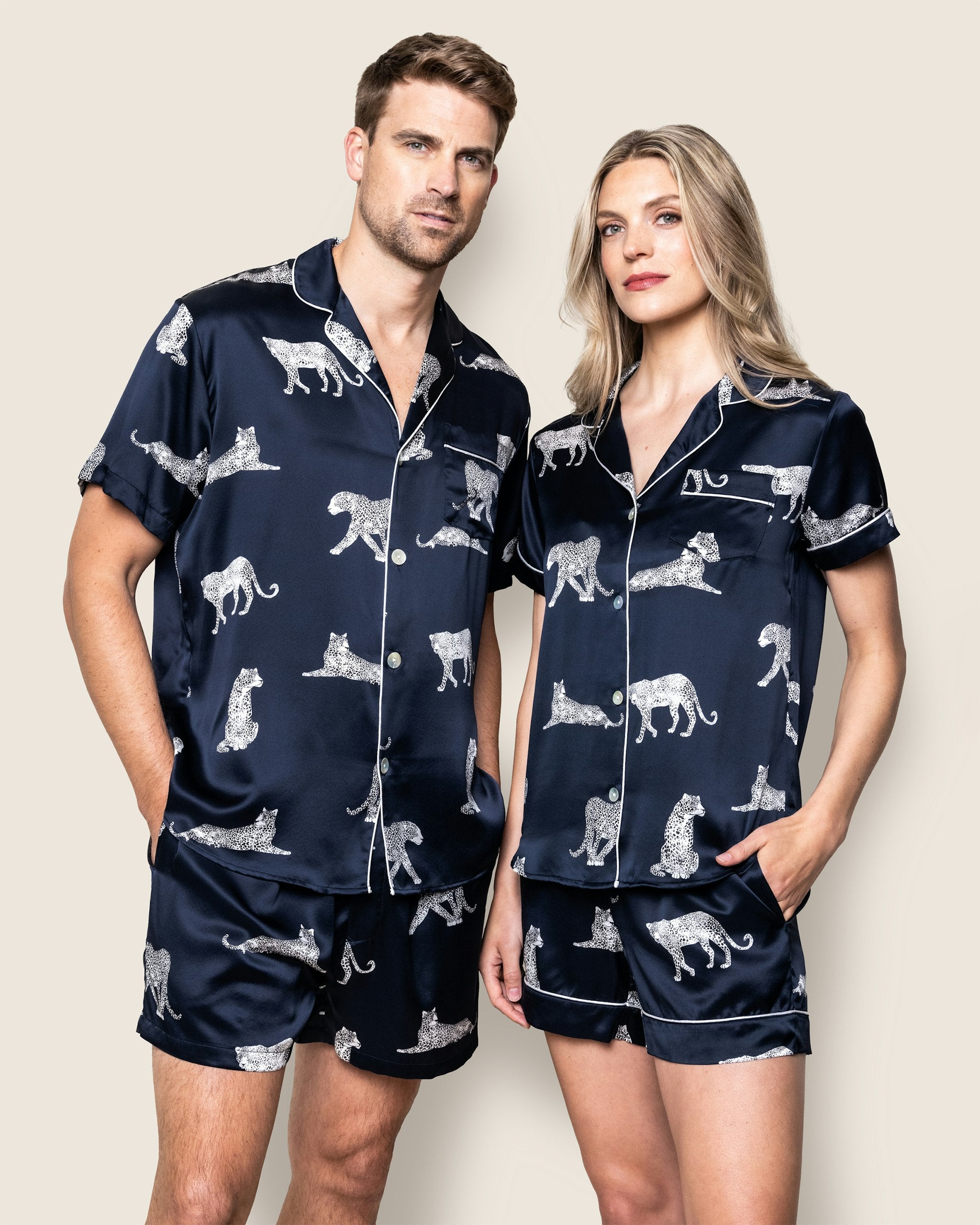 Women's Silk Short Set in Panthère de Nuit