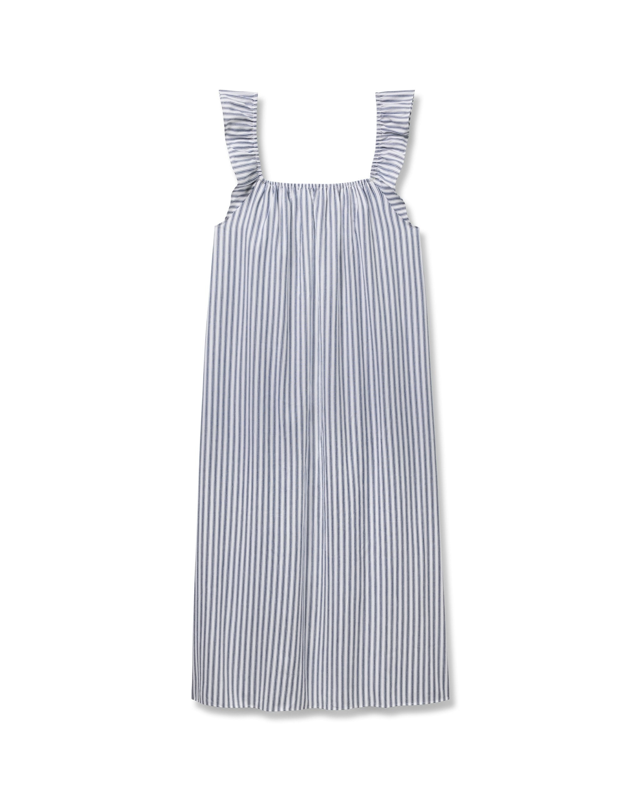 Women's Twill Clementine Nightgown in Navy French Ticking