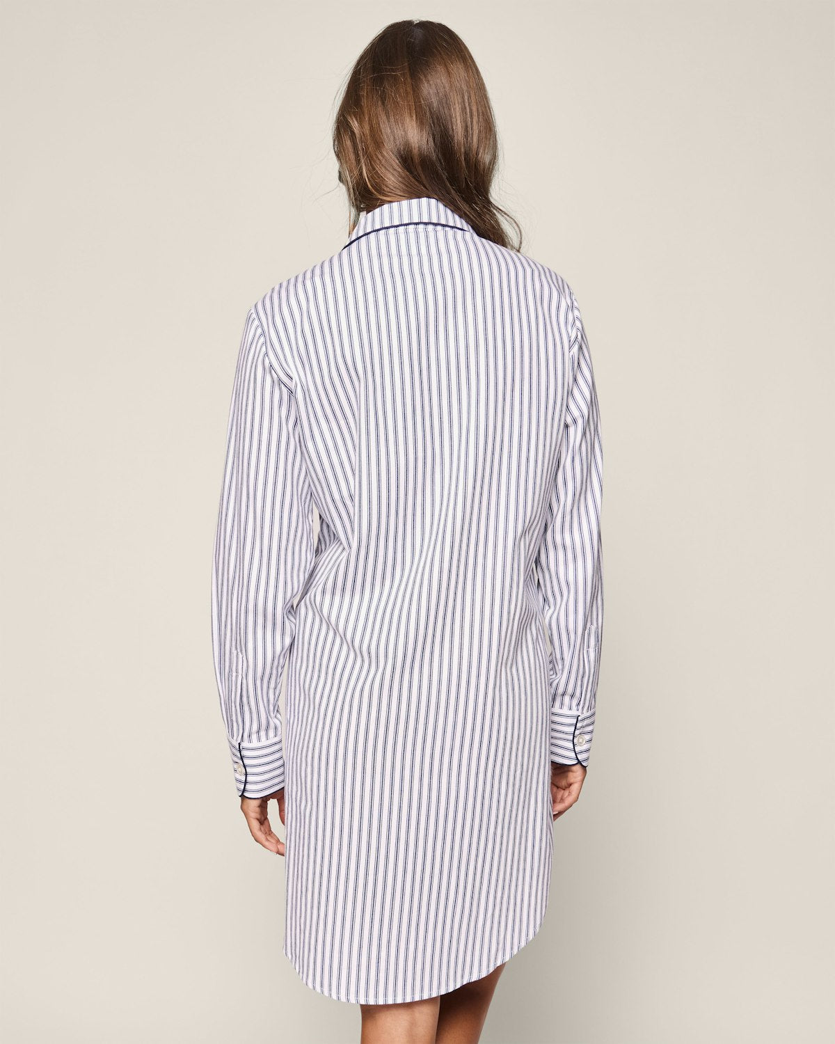 Women's Twill Maternity Nightshirt in Navy French Ticking