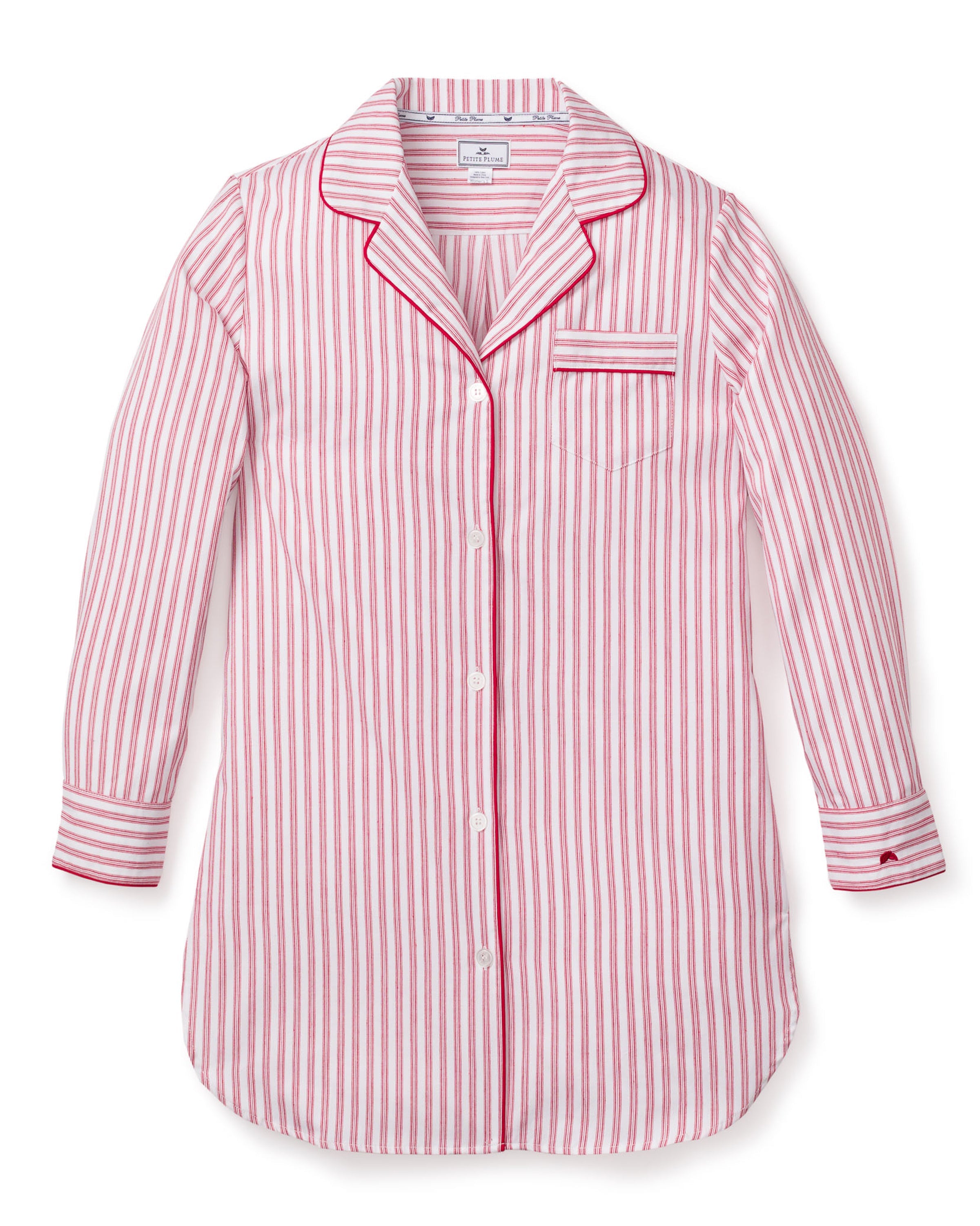 Women's Twill Nightshirt in Antique Red Ticking