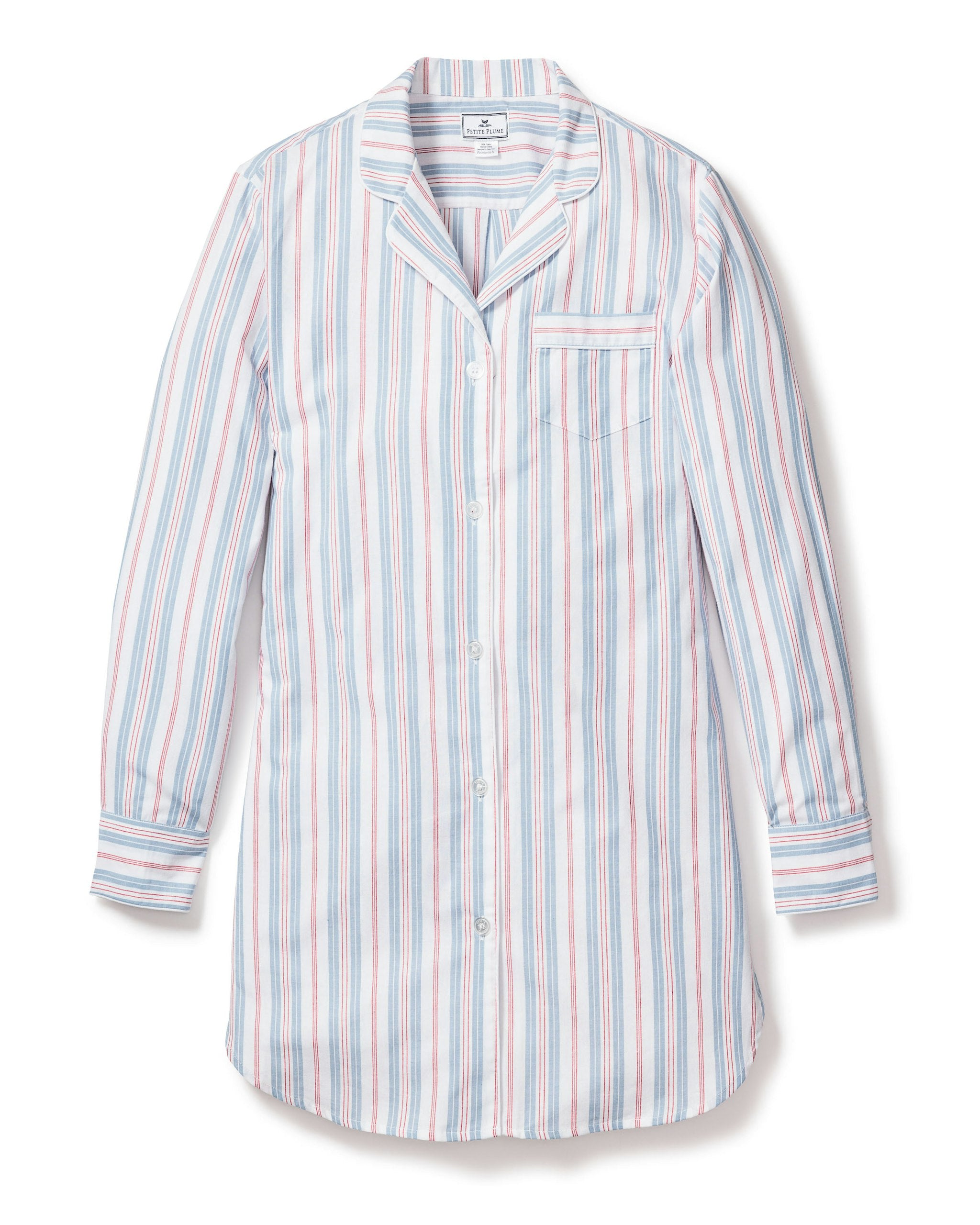 Women's Twill Nightshirt in Vintage French Stripes