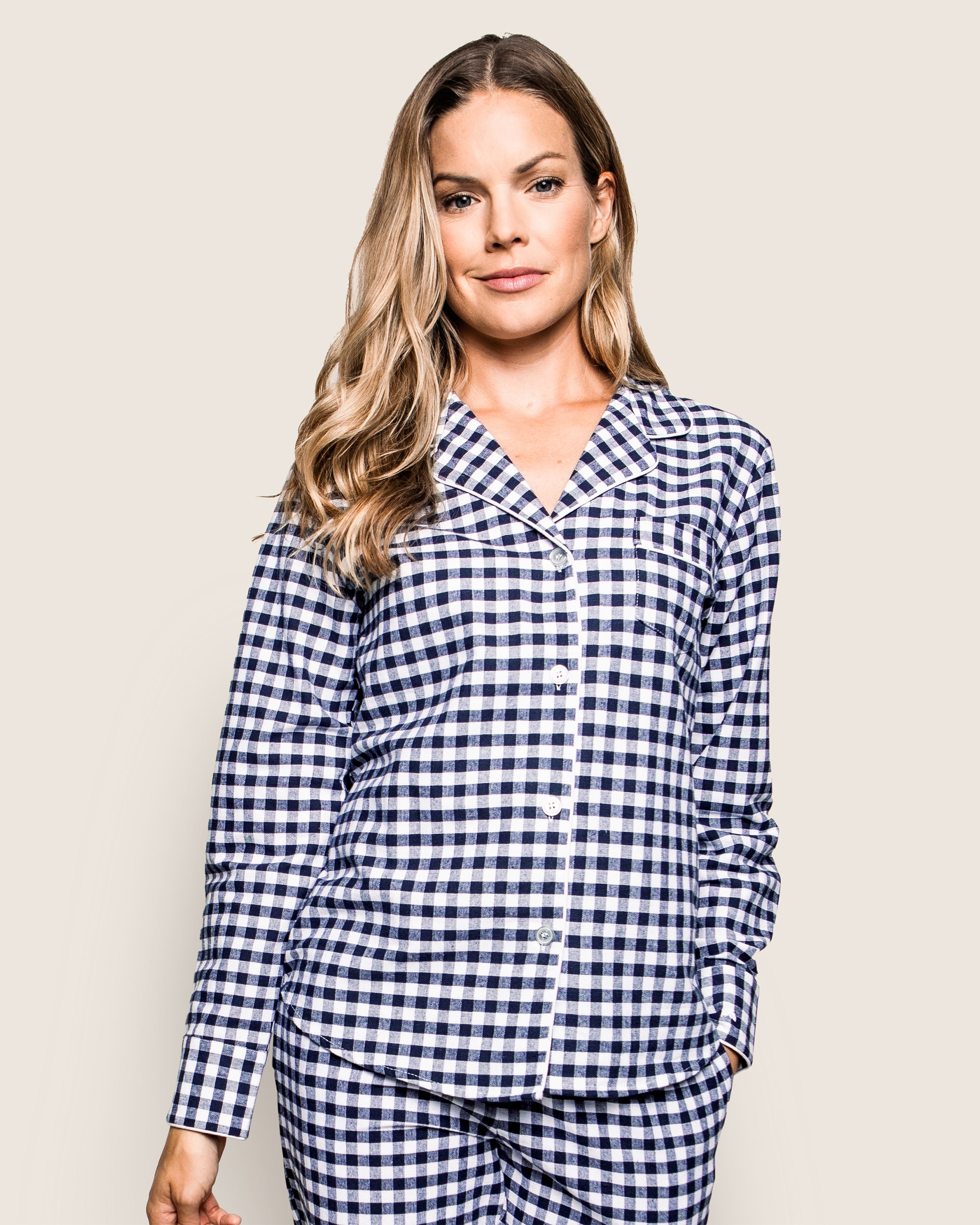 Women's Twill Pajama Set in Pink Gingham