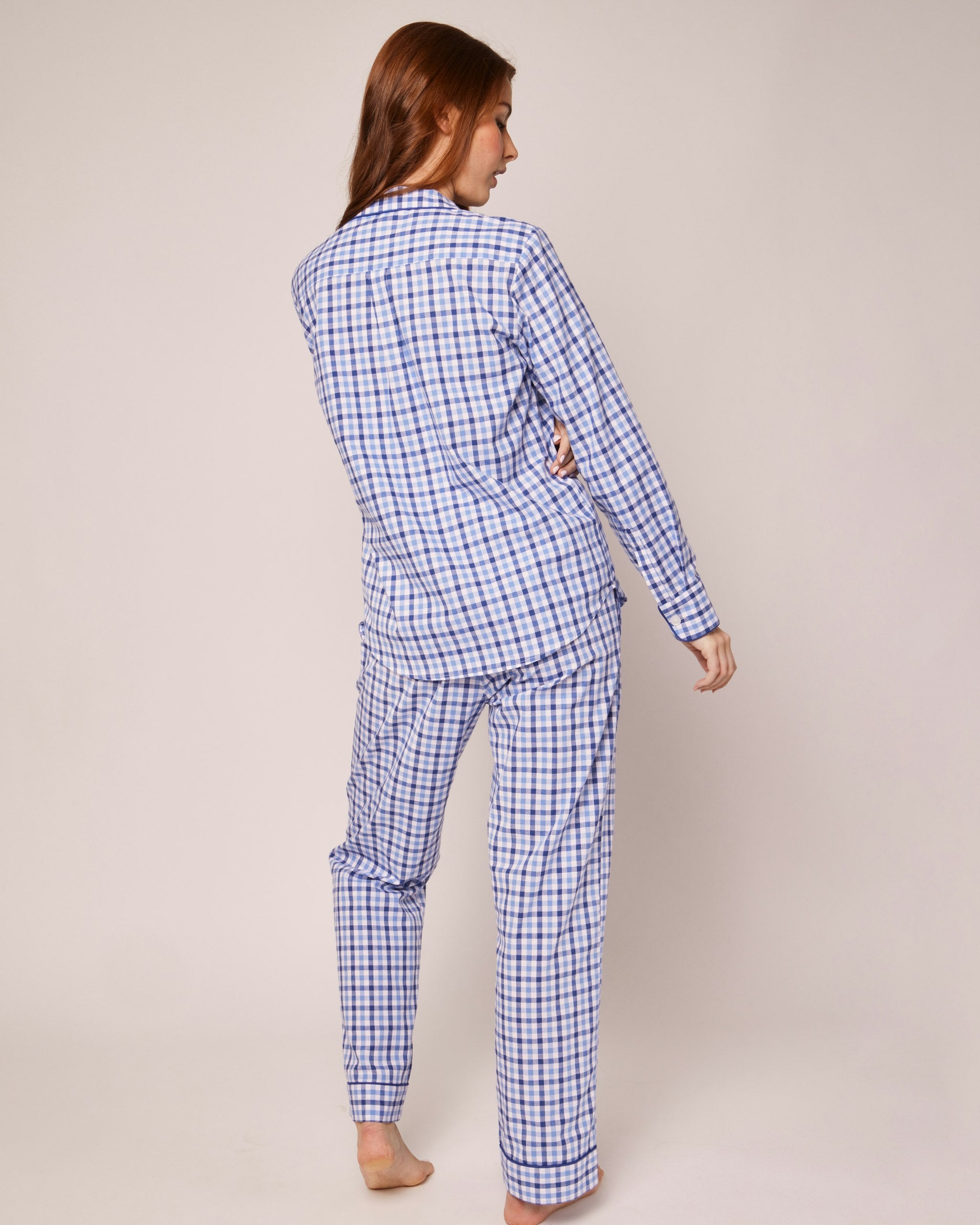 Women's Twill Pajama Set in Pink Gingham