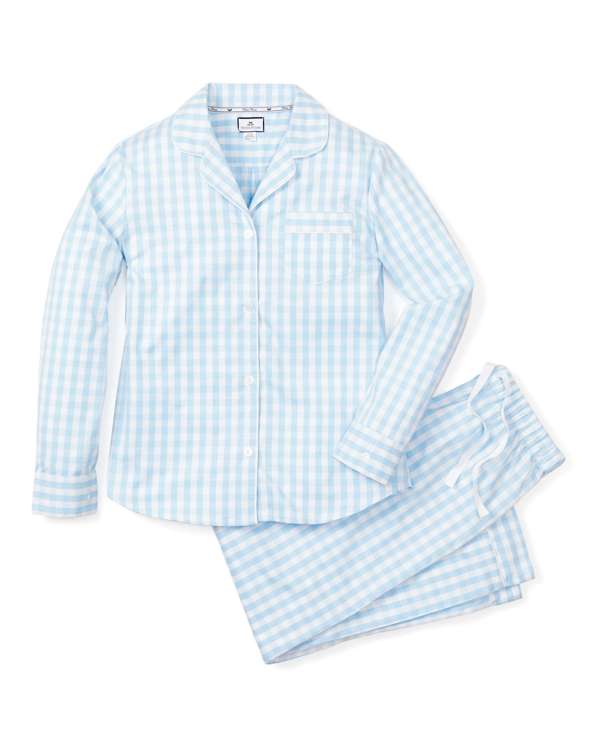 Women's Twill Pajama Set in Pink Gingham
