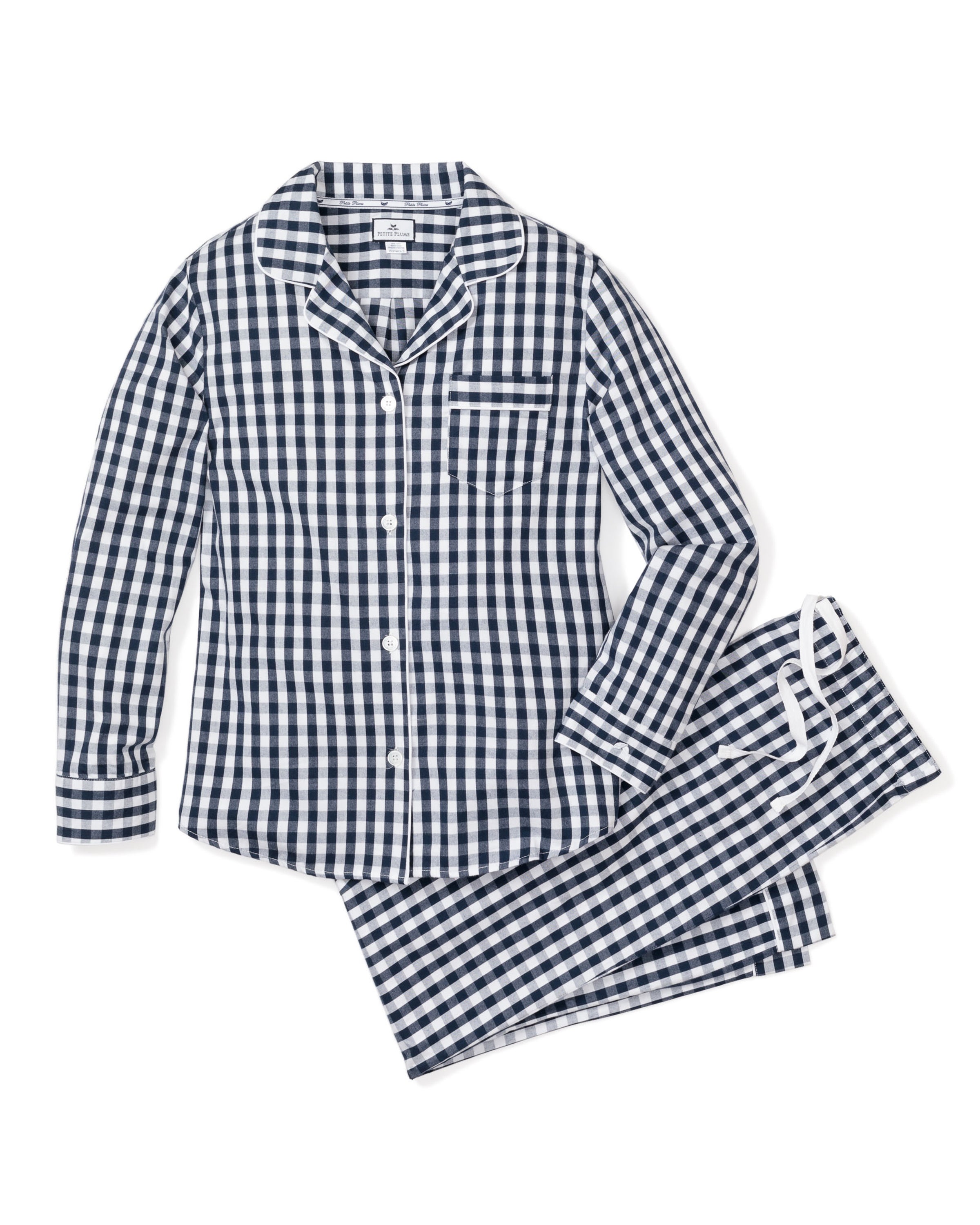 Women's Twill Pajama Set in Pink Gingham