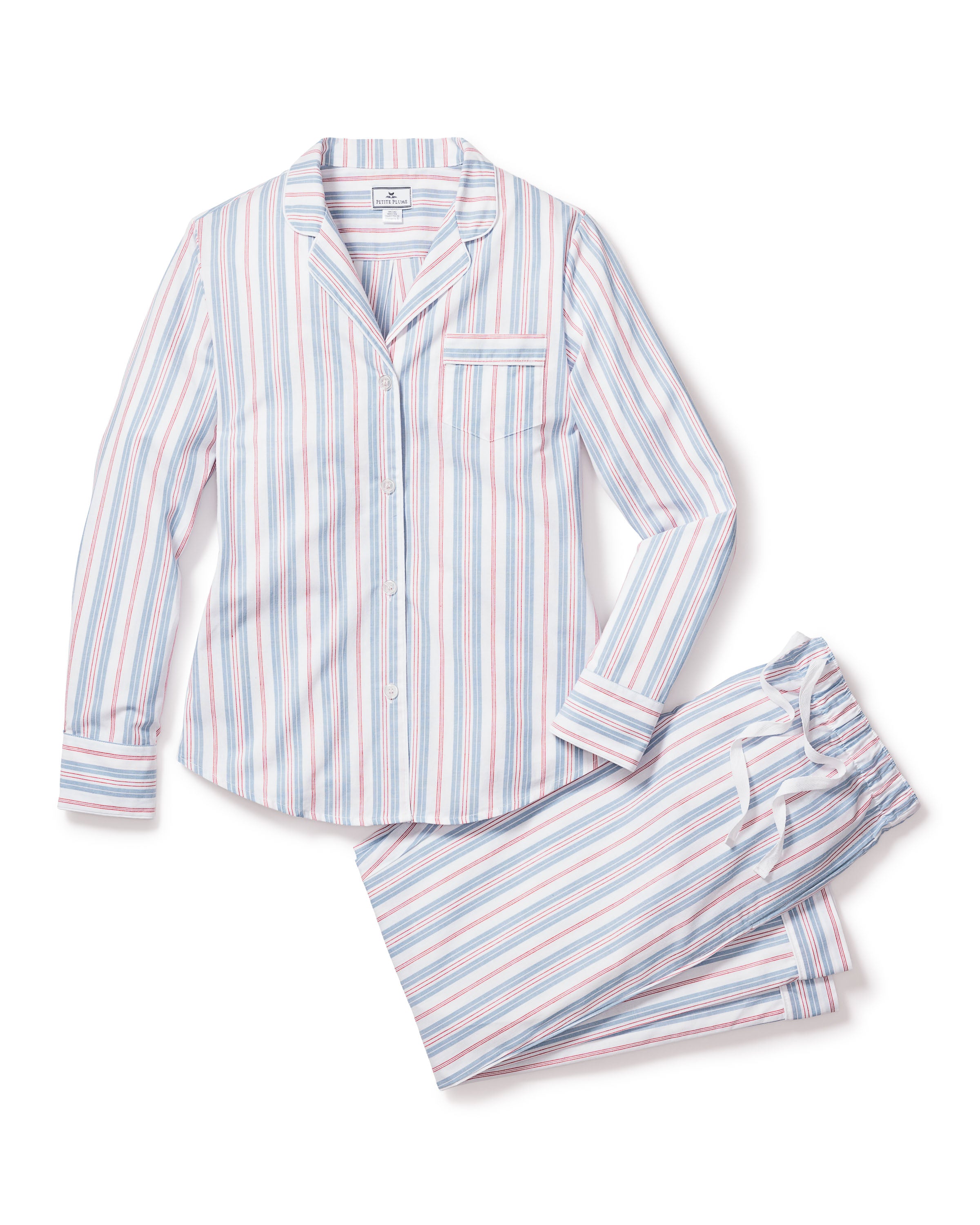 Women's Twill Pajama Set in Vintage French Stripes