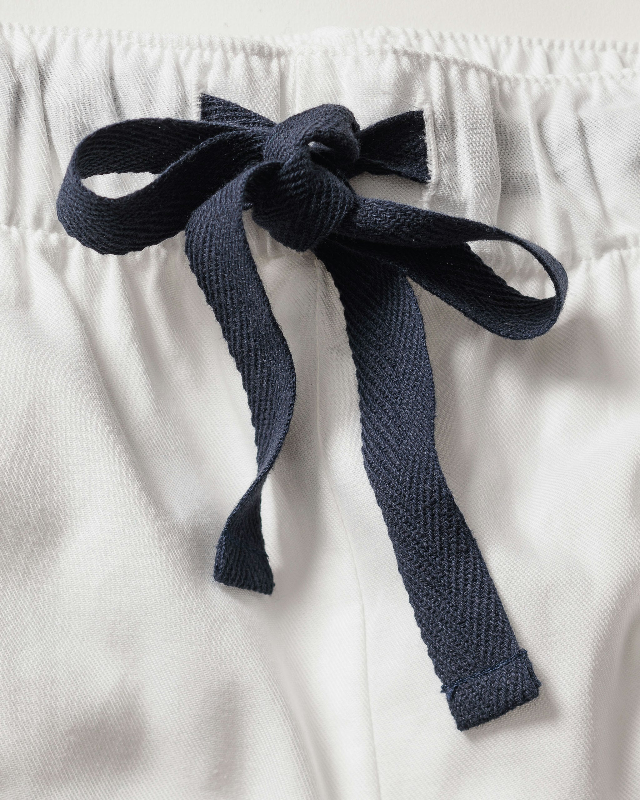 Women's Twill Pajama Set in White With Red Piping