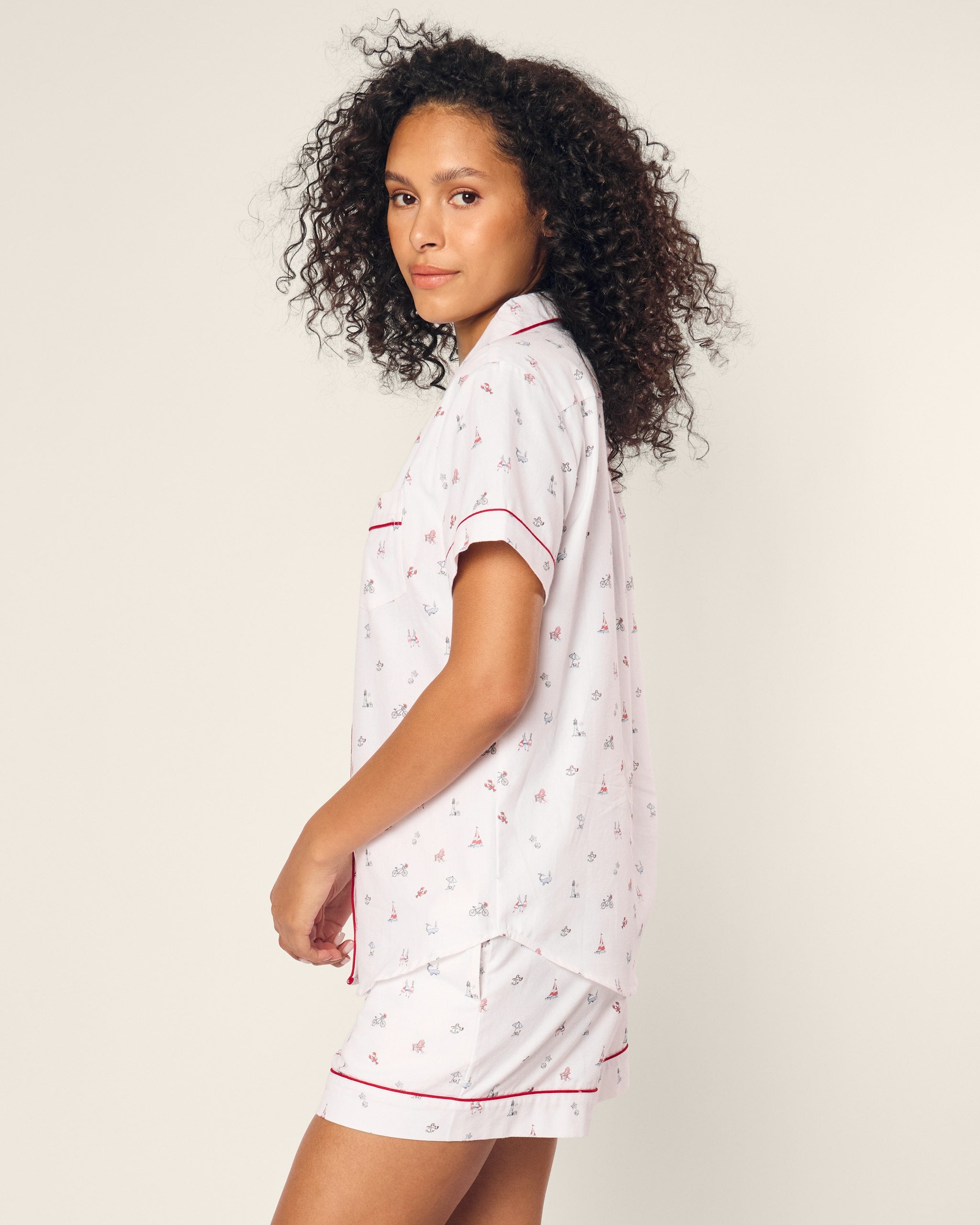 Women's Twill Short Sleeve Short Set in Anchors Away