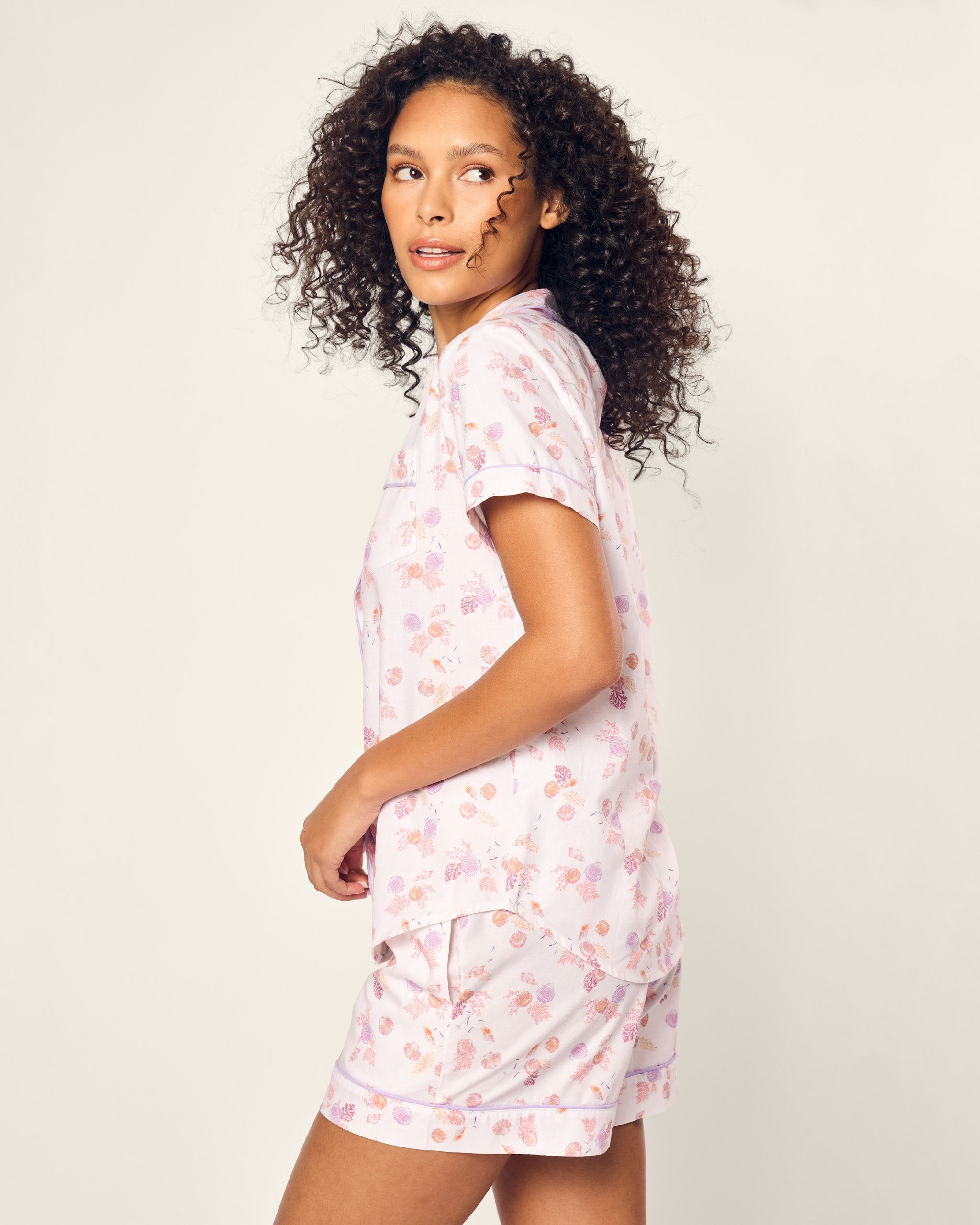 Women's Twill Short Sleeve Short Set in Anchors Away