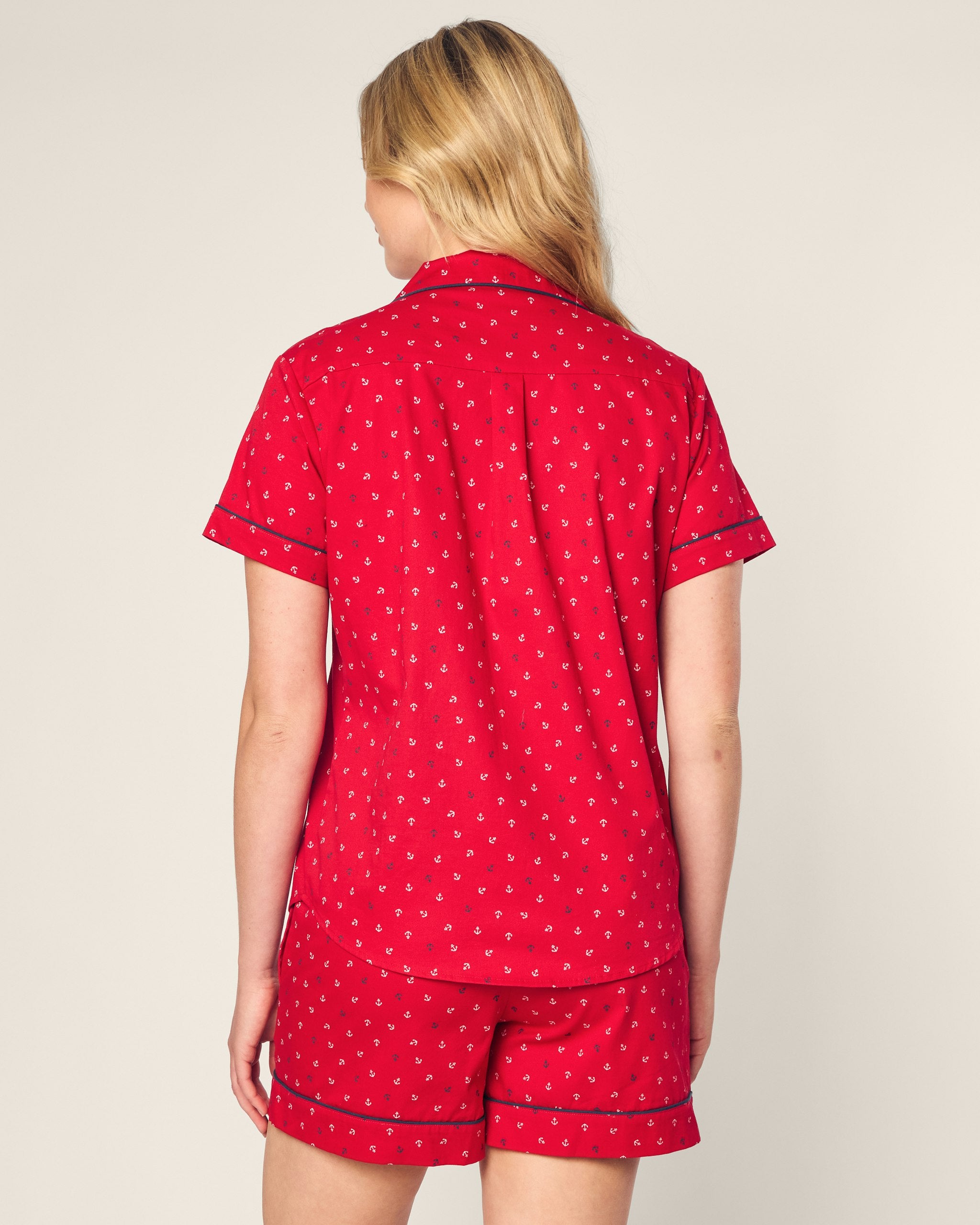 Women's Twill Short Sleeve Short Set in Anchors Away