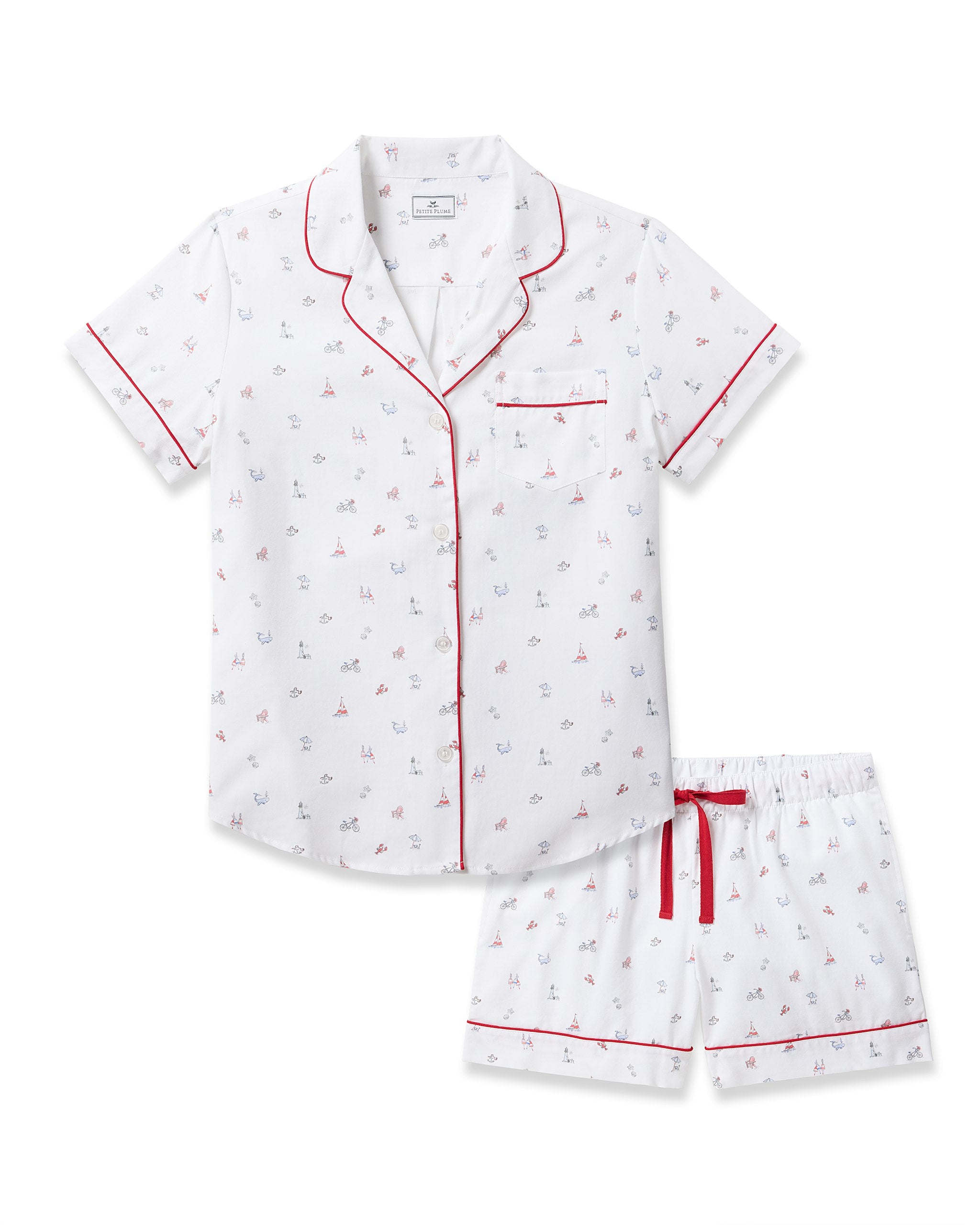 Women's Twill Short Sleeve Short Set in Anchors Away