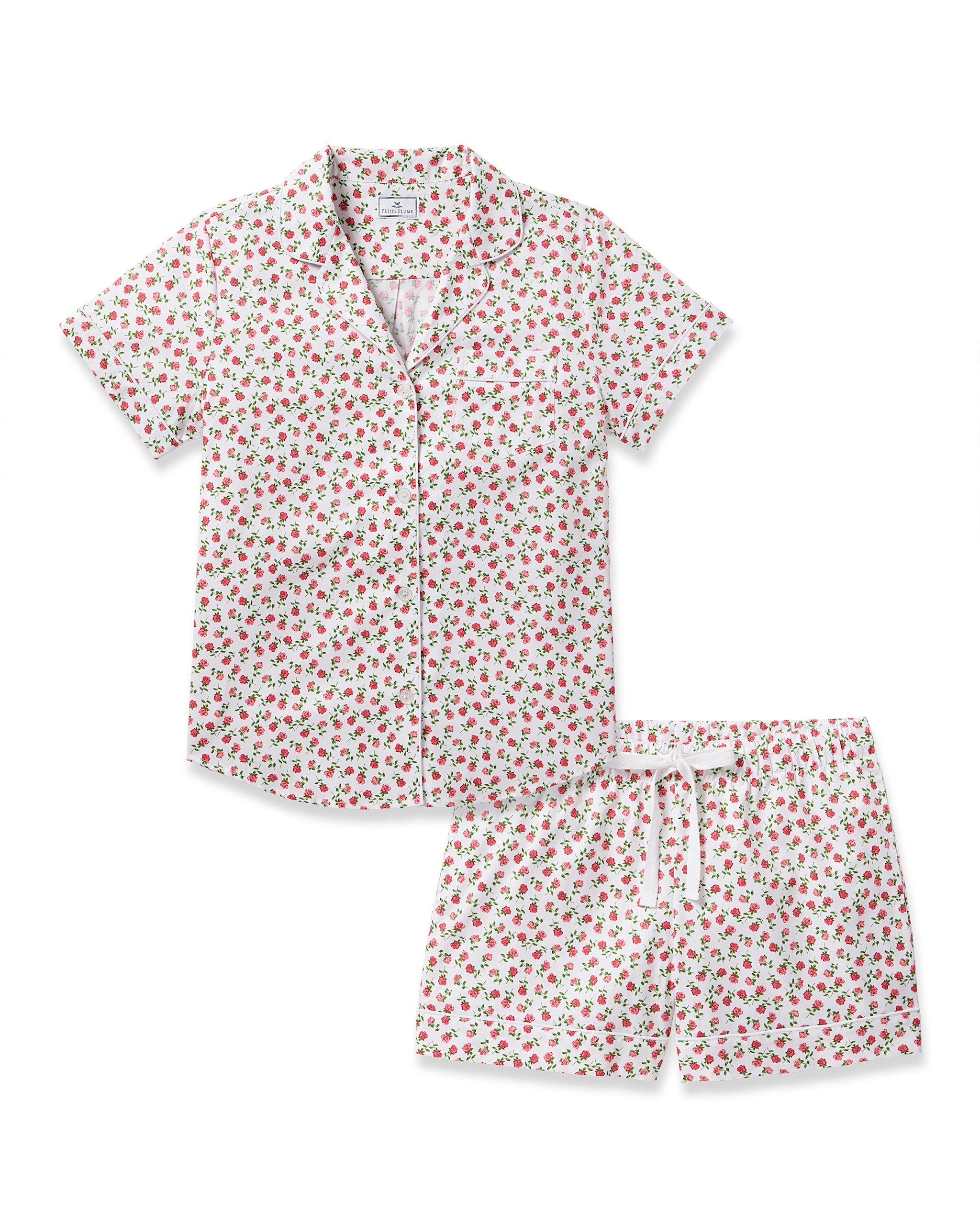 Women's Twill Short Sleeve Short Set in Petite Petals