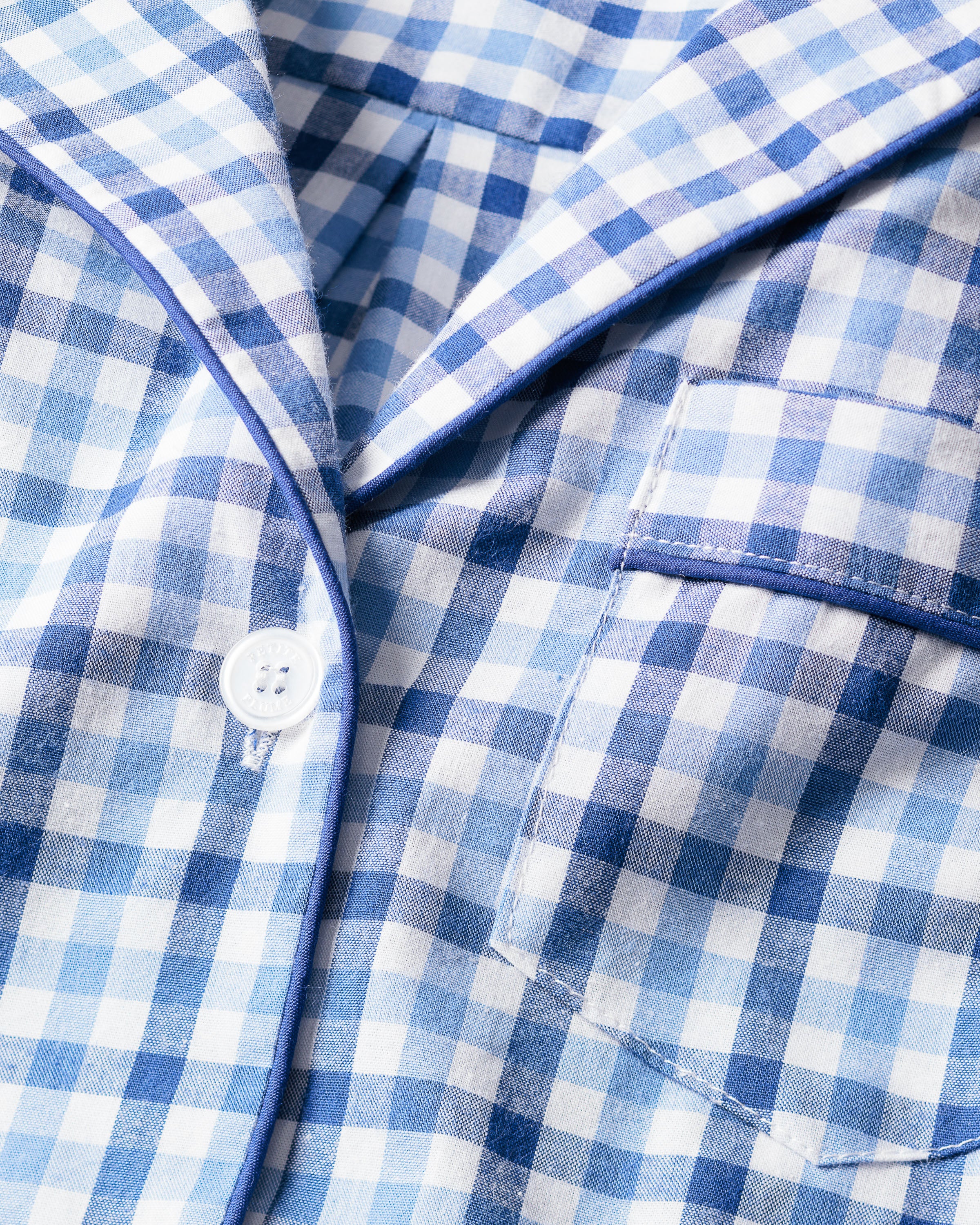 Women's Twill Short Sleeve Short Set in Royal Blue Gingham