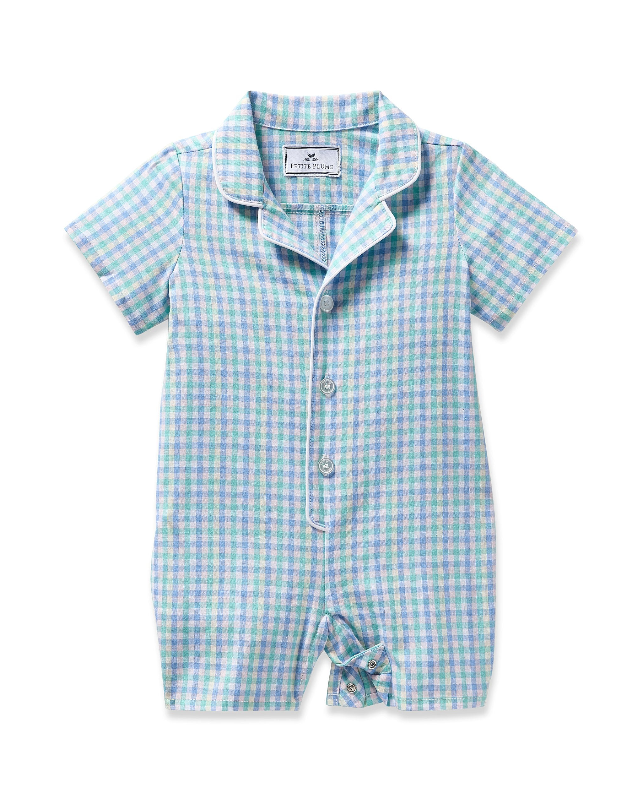 Baby's Twill Summer Romper in Spring Gingham