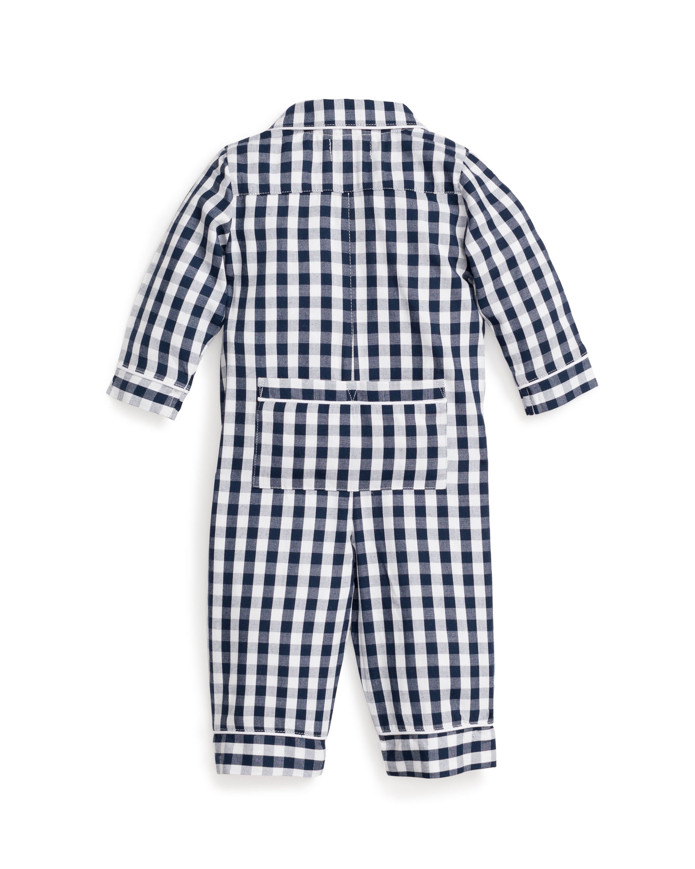 Baby's Twill Winter Romper in Navy Gingham