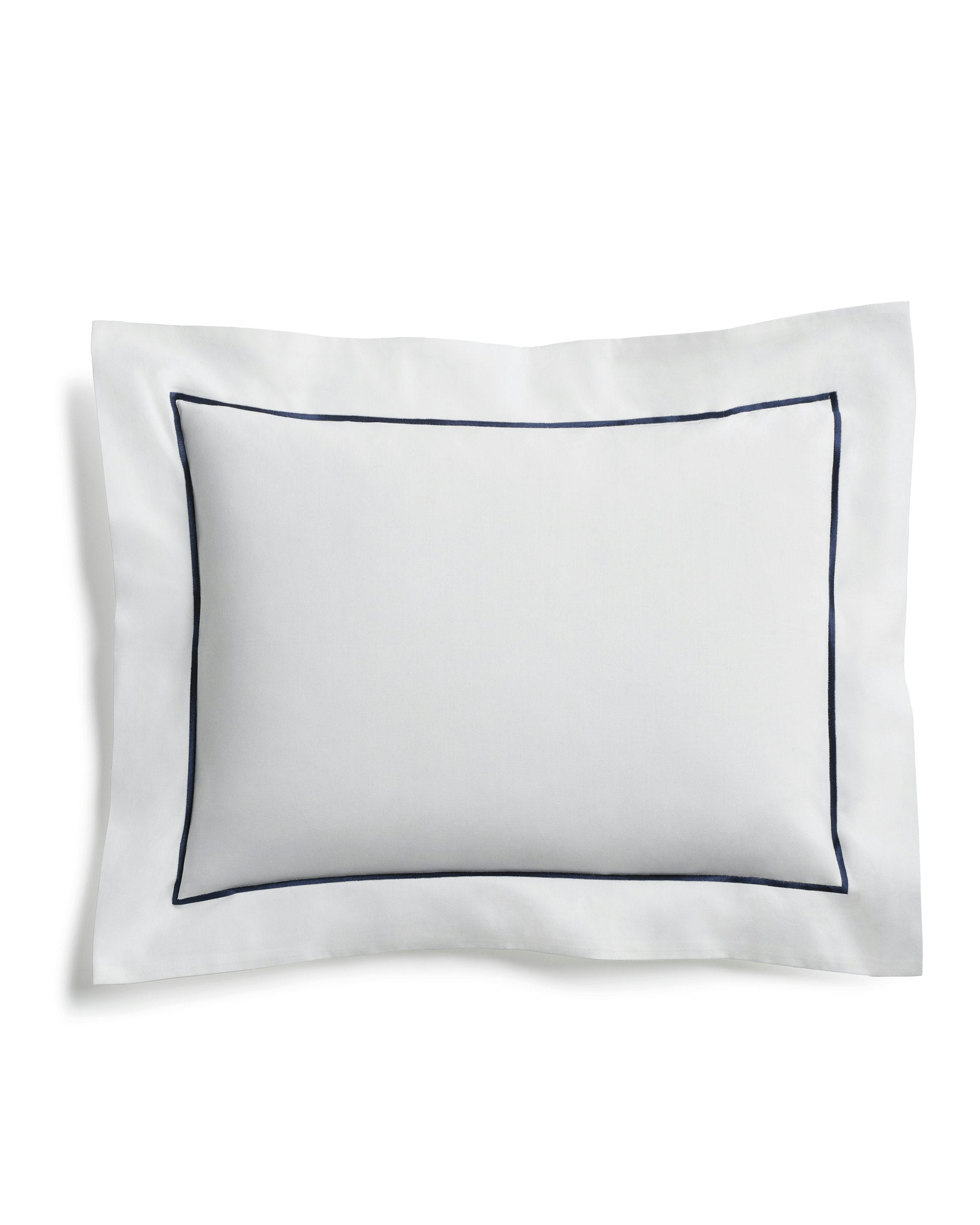 Decorative Pillow in White with Navy Piping