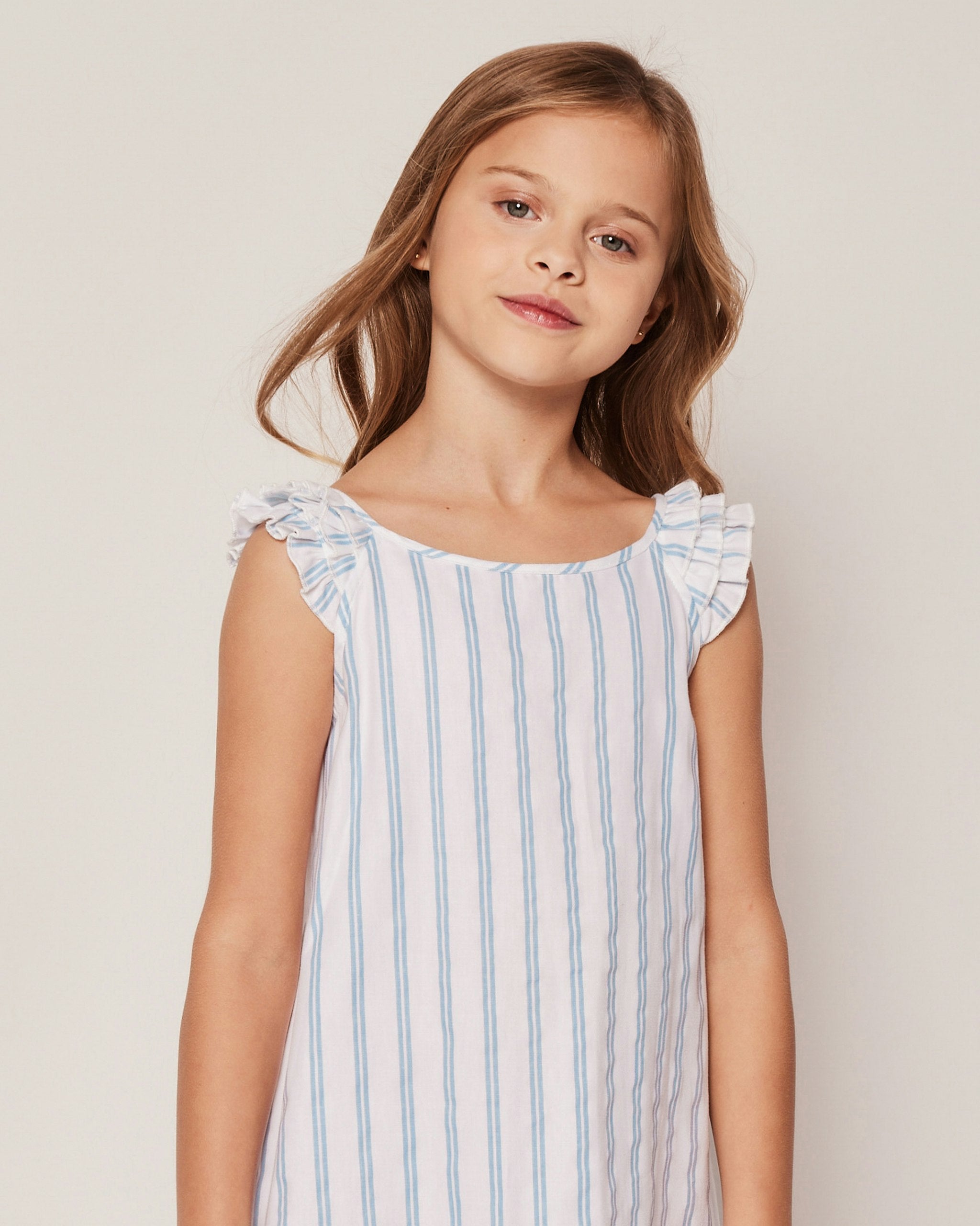 Girl's Twill Amelie Nightgown in Sunny Stripe