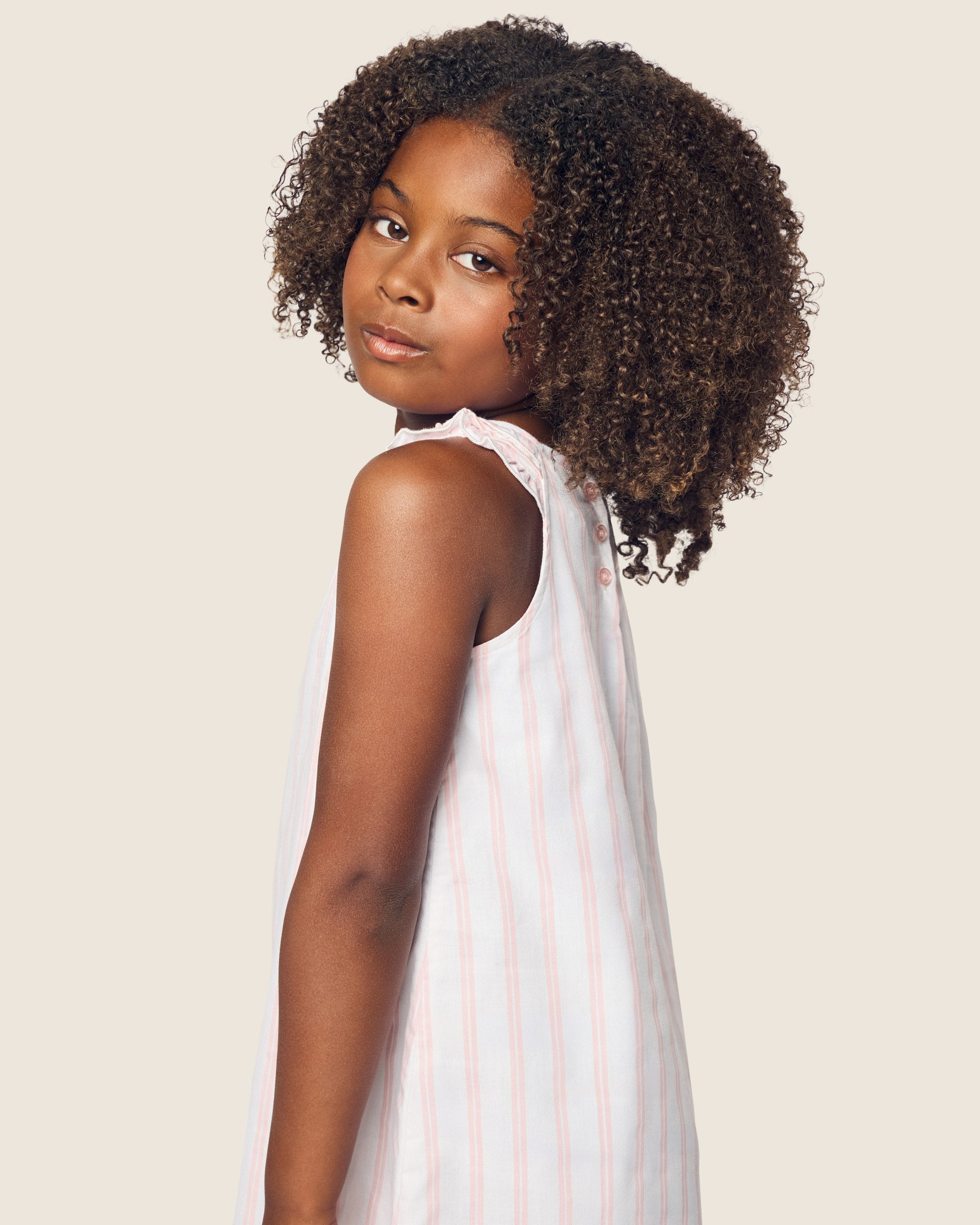 Girl's Twill Amelie Nightgown in Sunny Stripe