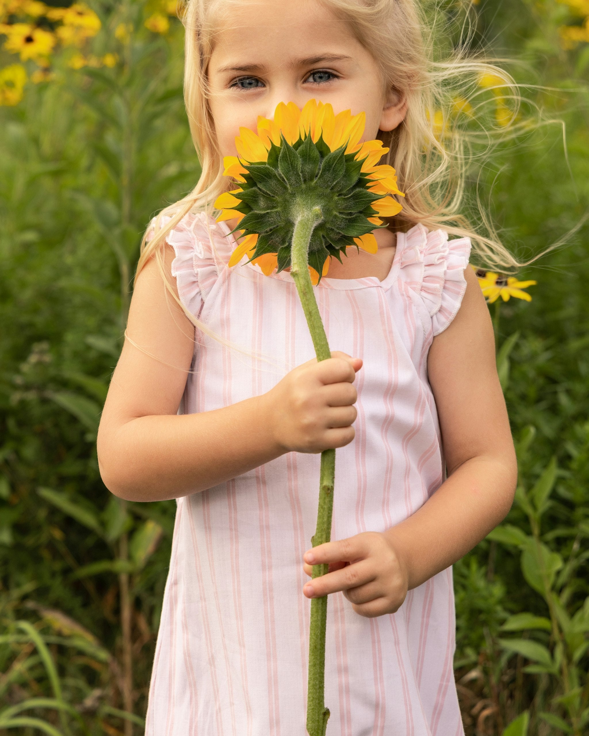 Girl's Twill Amelie Nightgown in Sunny Stripe