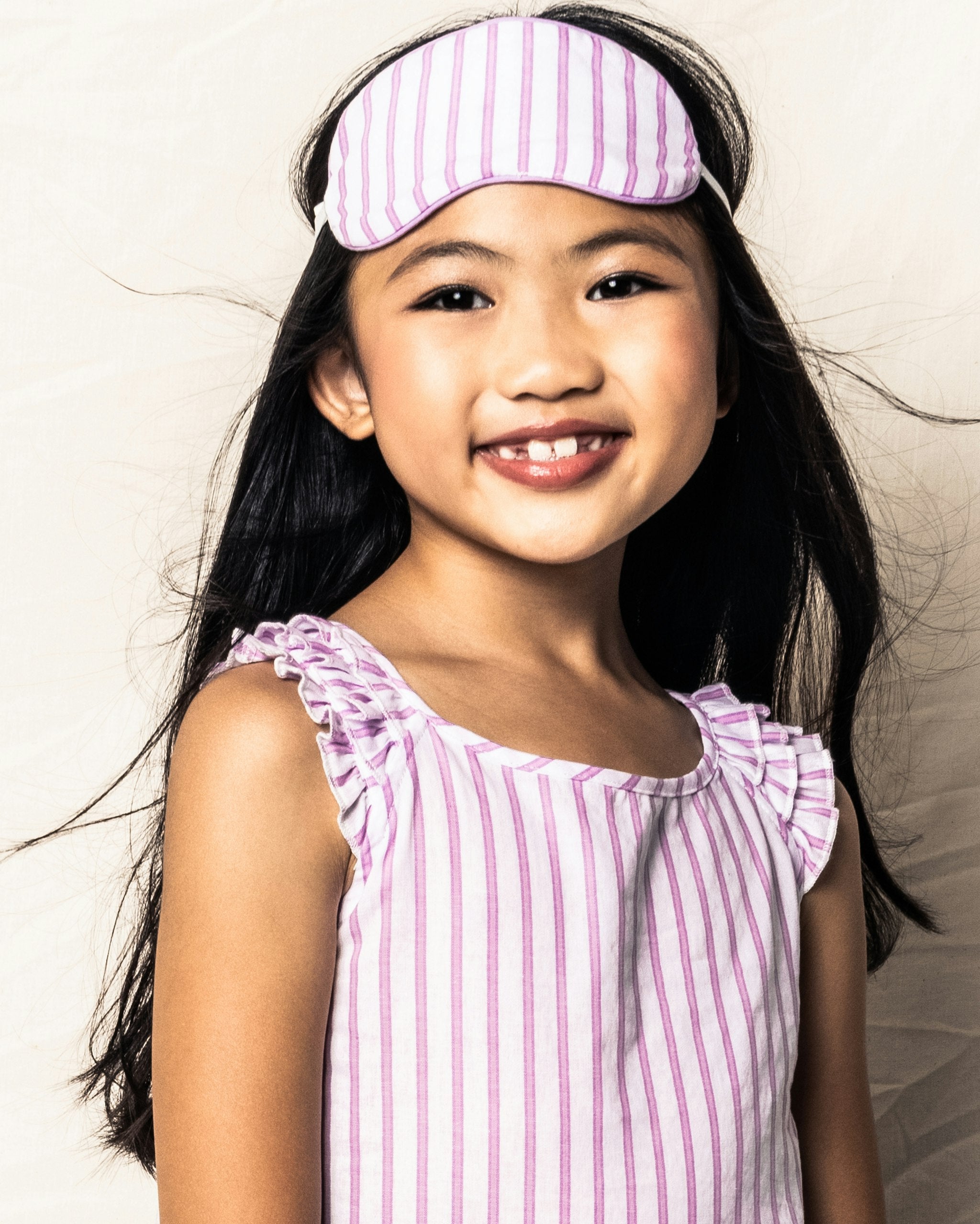Girl's Twill Amelie Short Set in Lavender French Ticking