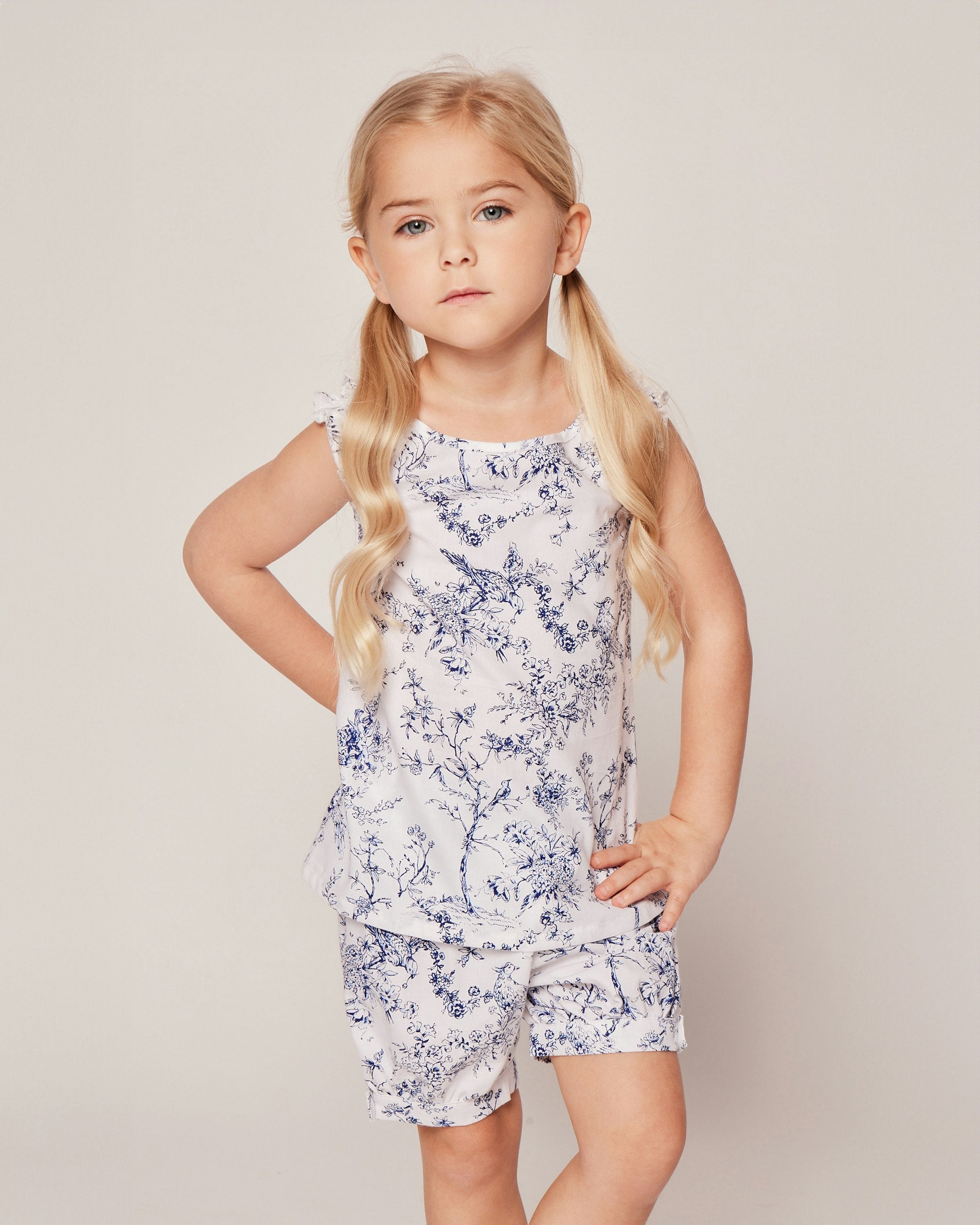 Girl's Twill Amelie Short Set in Timeless Toile