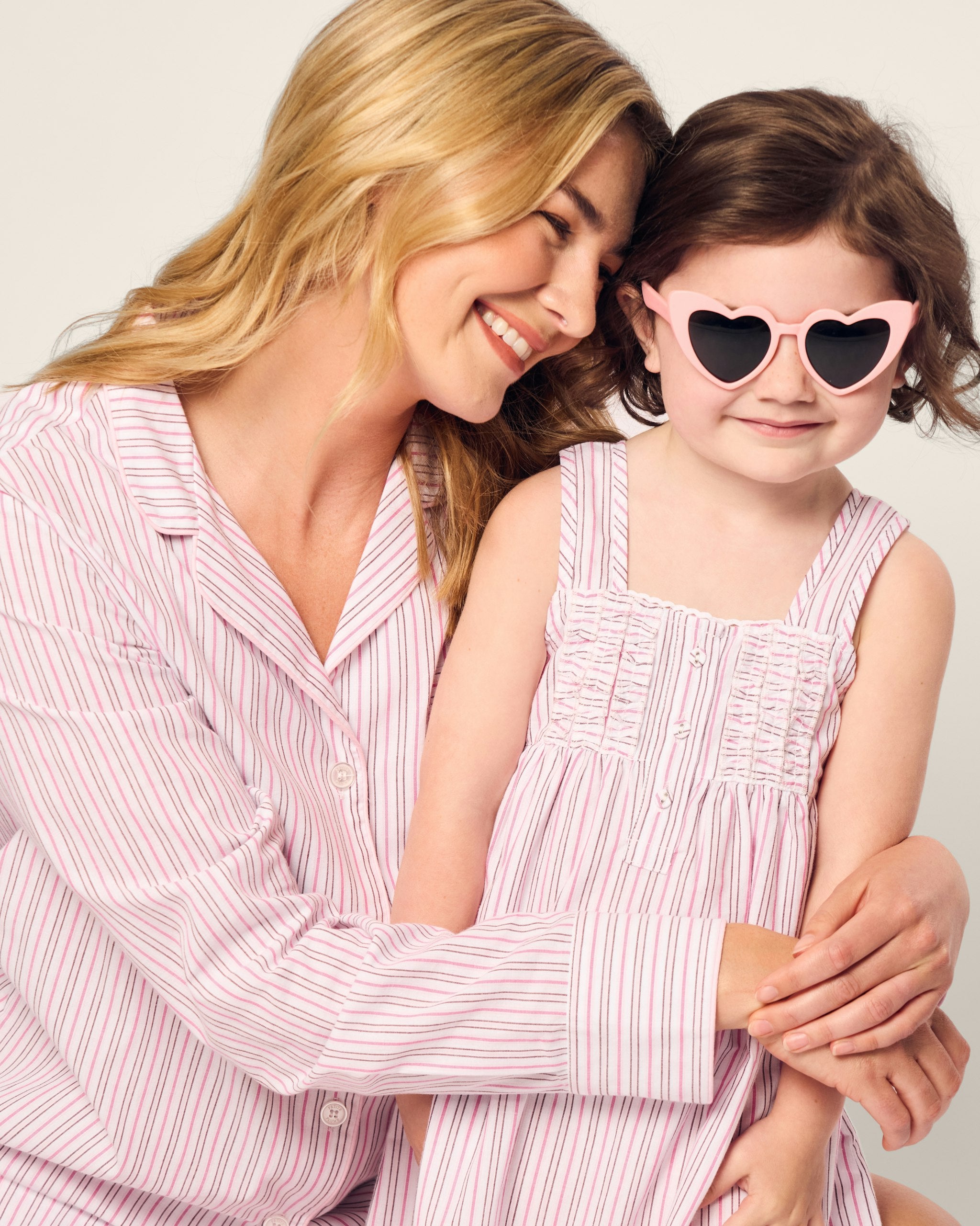 Girl's Twill Charlotte Nightgown in Lavender French Ticking