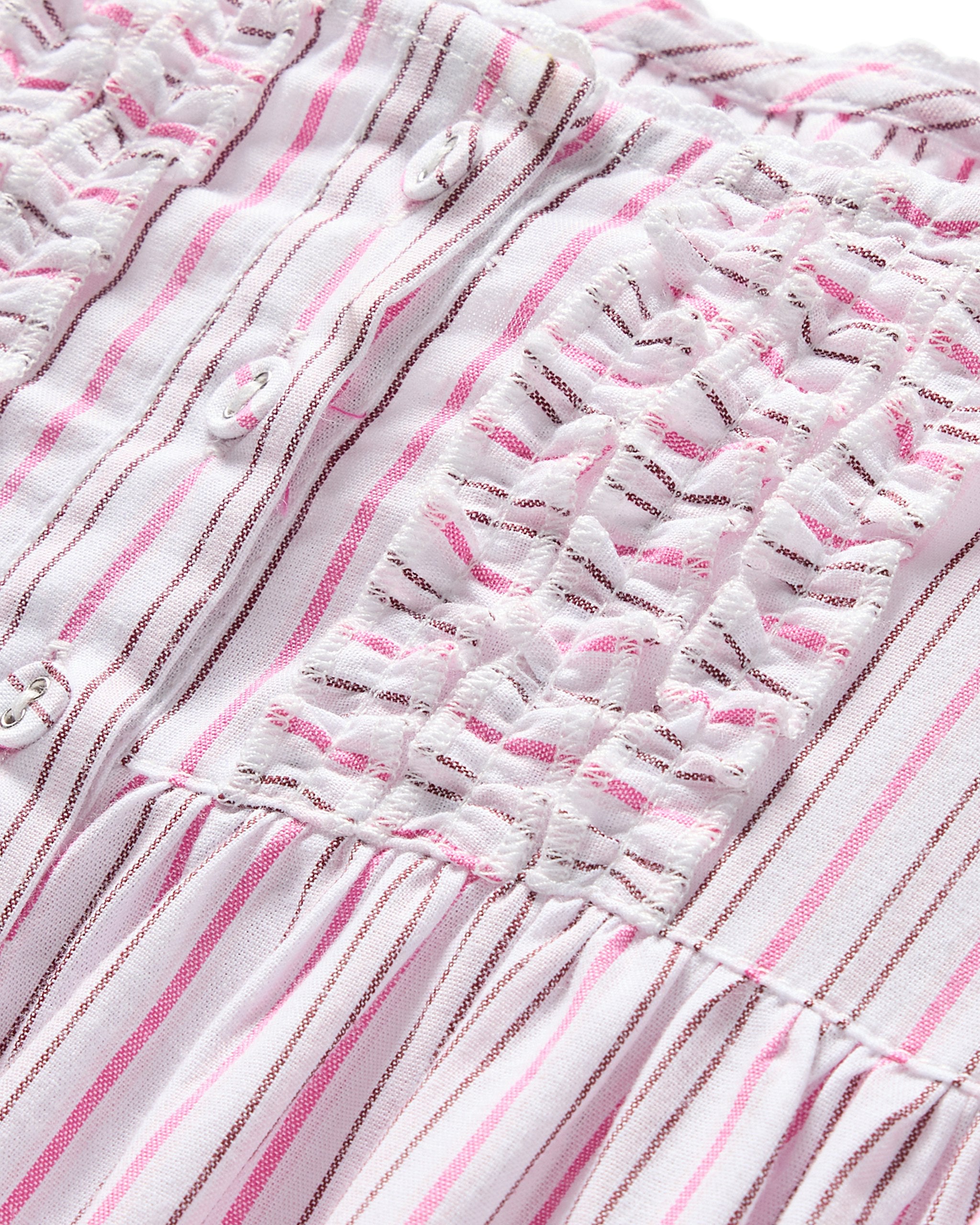 Girl's Twill Charlotte Nightgown in Lavender French Ticking